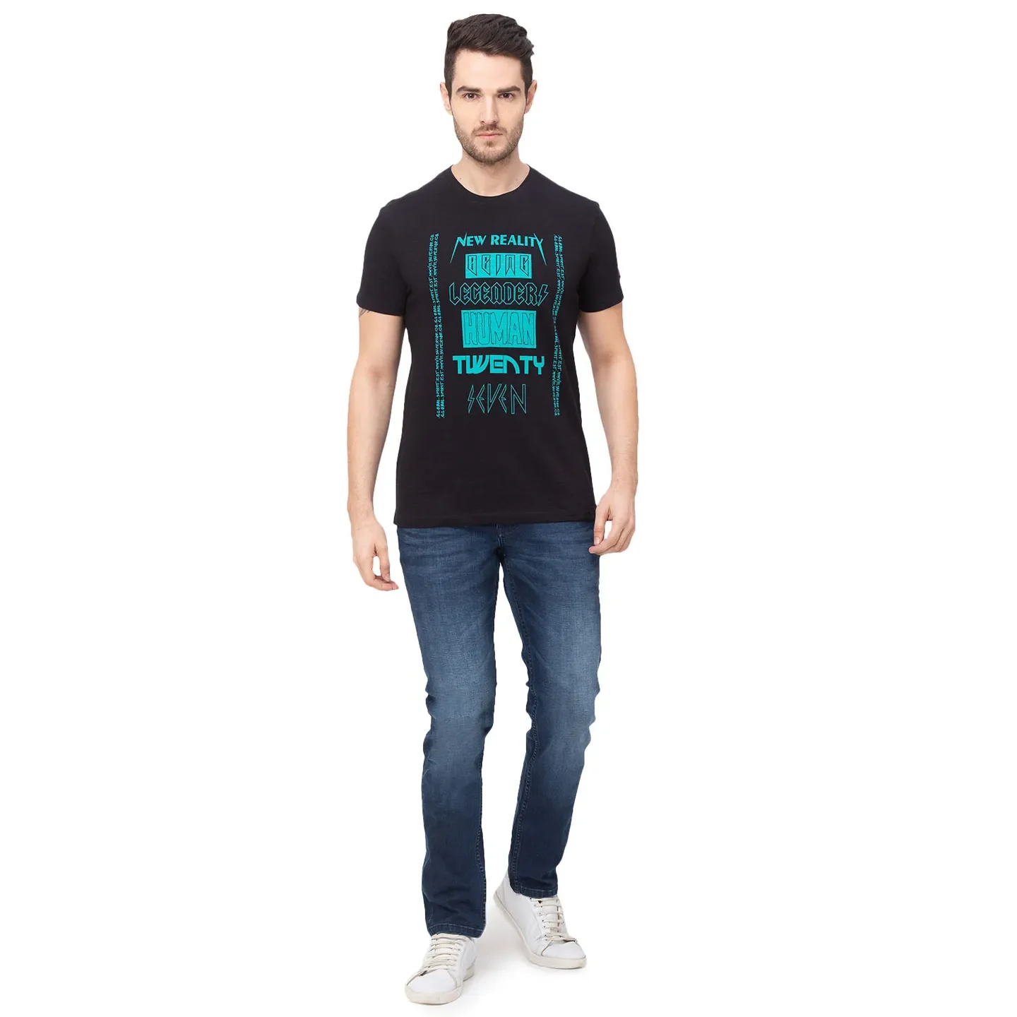 Black Regular Fit Men's Short Sleeves T-Shirt by Being Human Clothing - Image 6