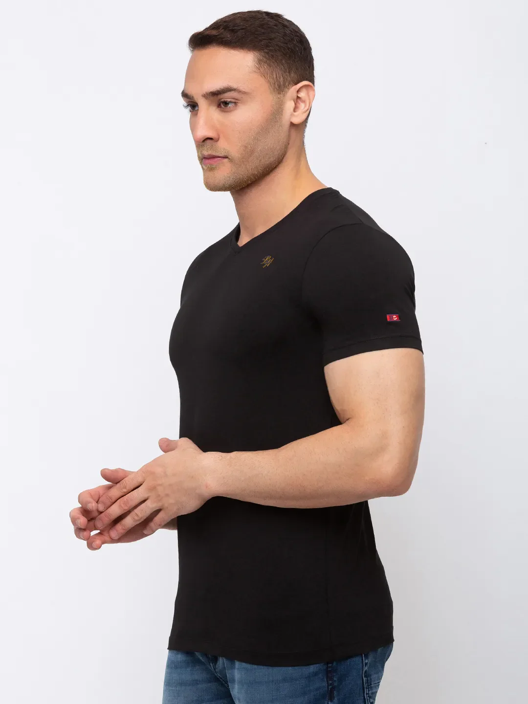 Black Regular Fit Men's Short Sleeves T-Shirt by Being Human Clothing - Image 2