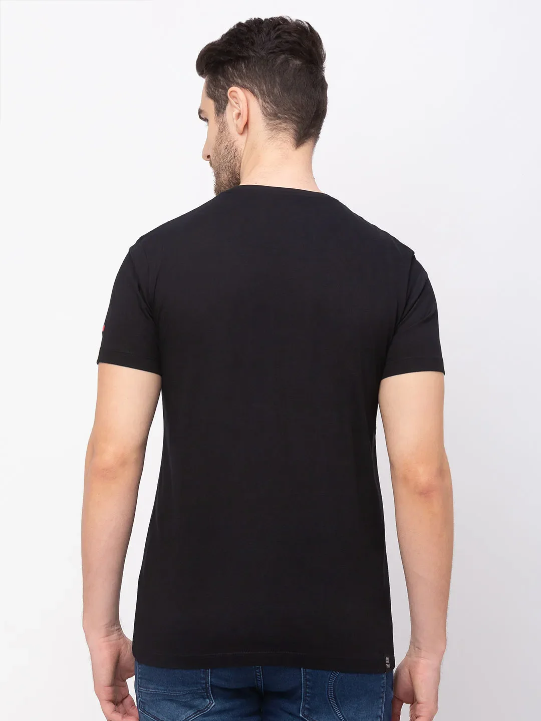 Black Regular Fit Men's Short Sleeves T-Shirt by Being Human Clothing - Image 2