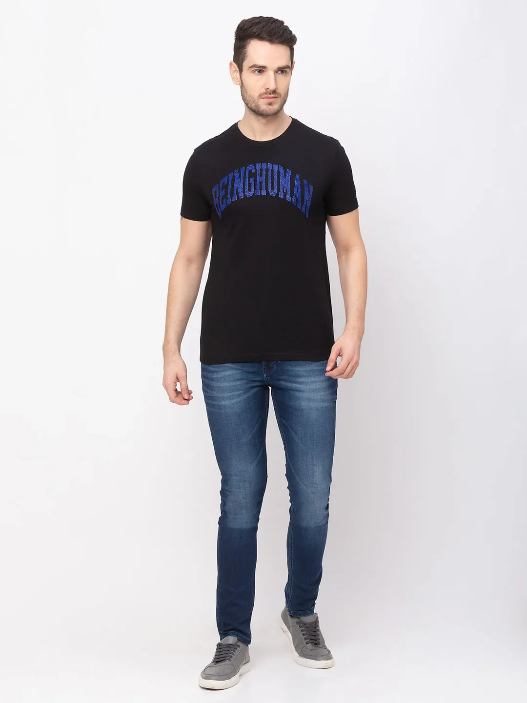 Black Regular Fit Men's Short Sleeves T-Shirt by Being Human Clothing - Image 5