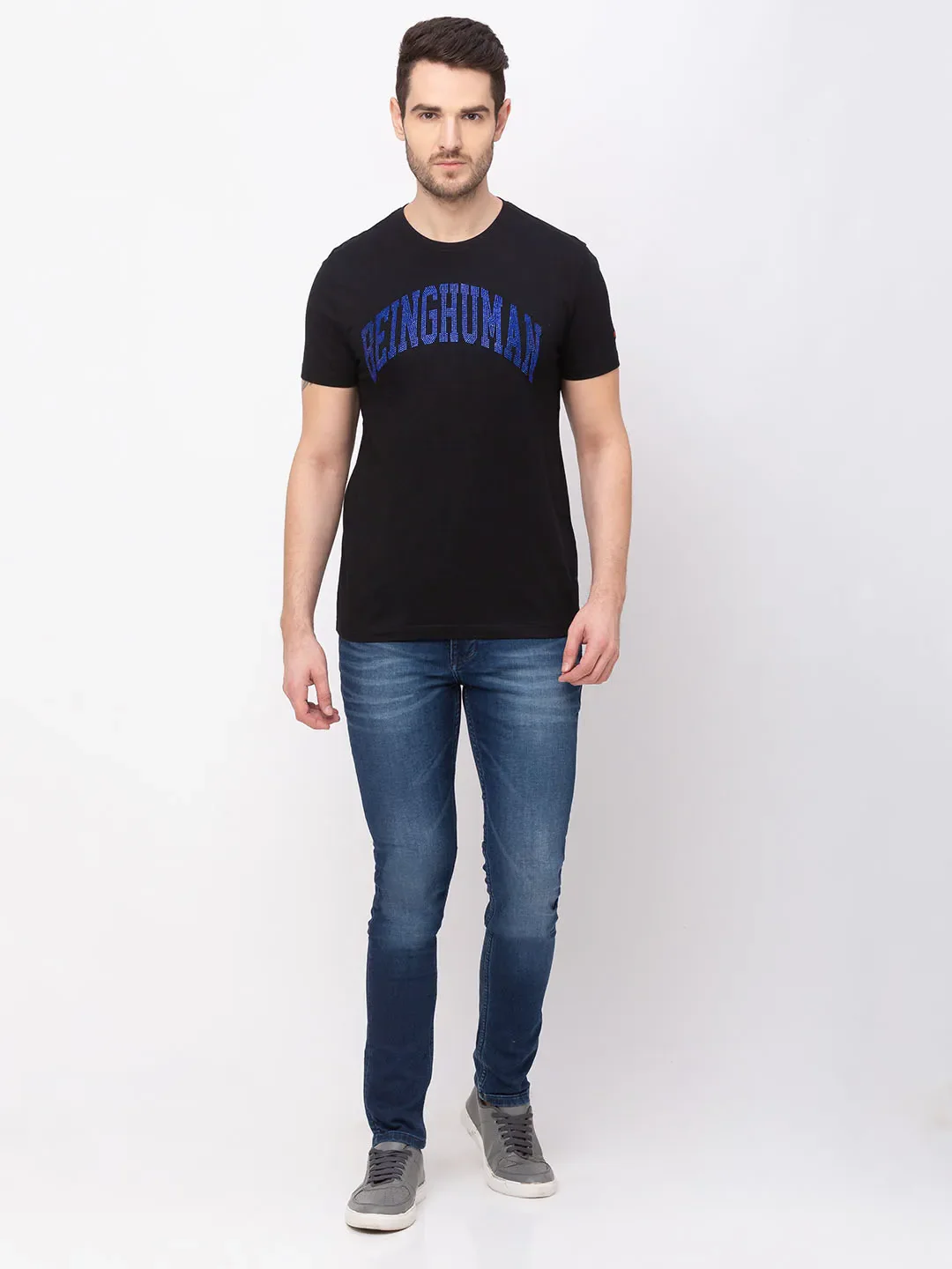 Black Regular Fit Men's Short Sleeves T-Shirt by Being Human Clothing - Image 6