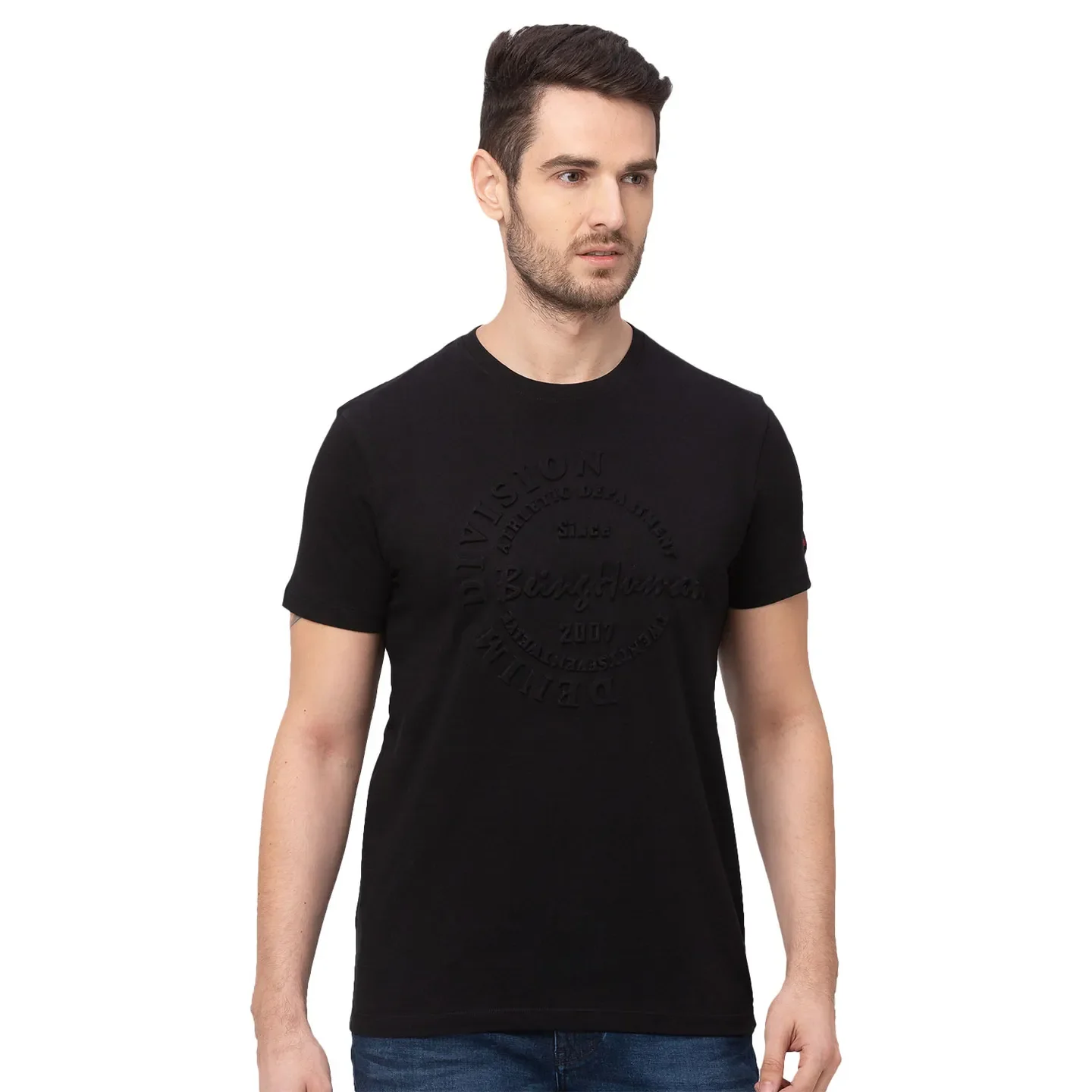Black Regular Fit Men's Short Sleeves T-Shirt by Being Human Clothing