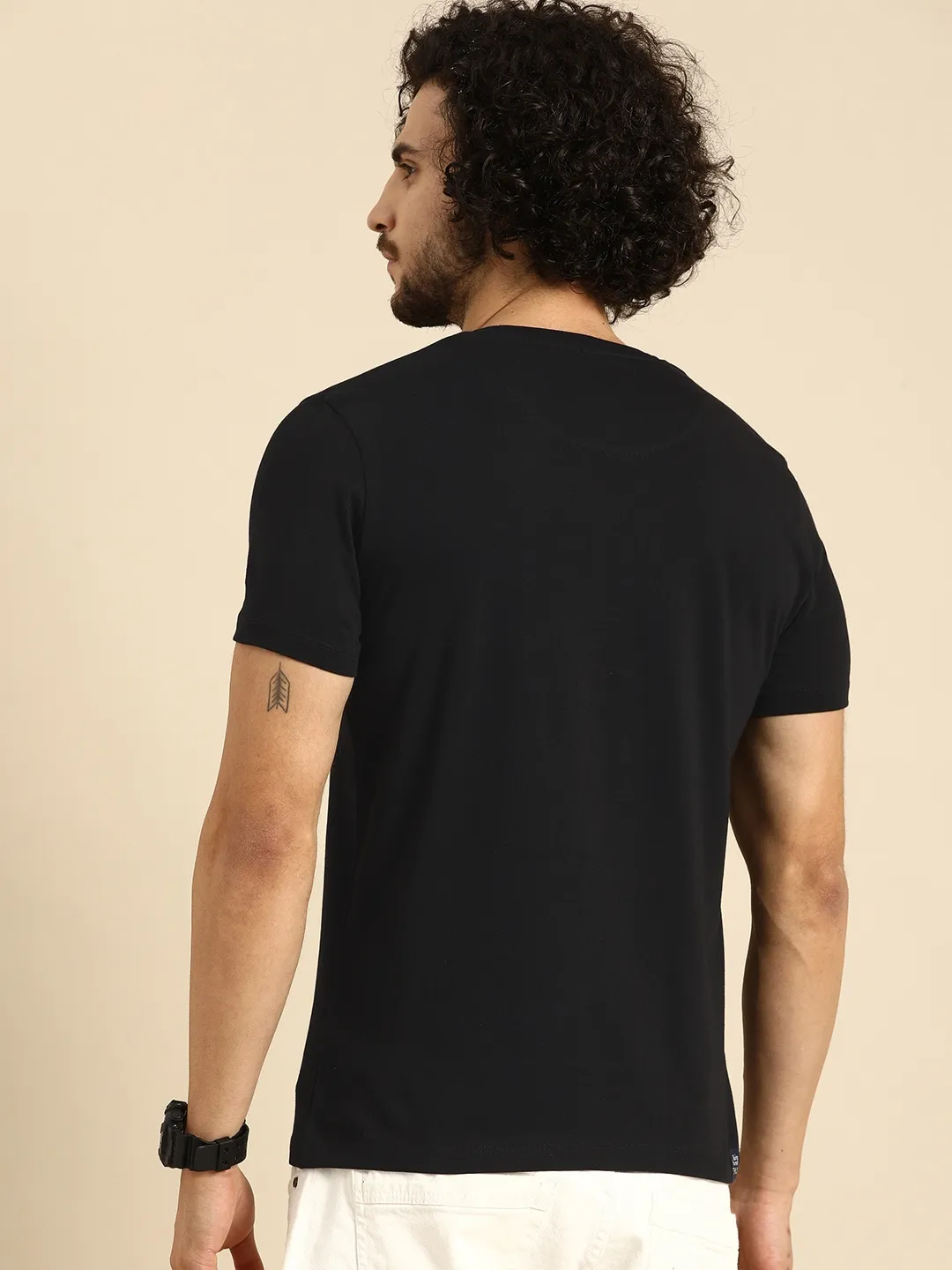 Black Regular Fit Men's Short Sleeves T-Shirt by Being Human Clothing - Image 3