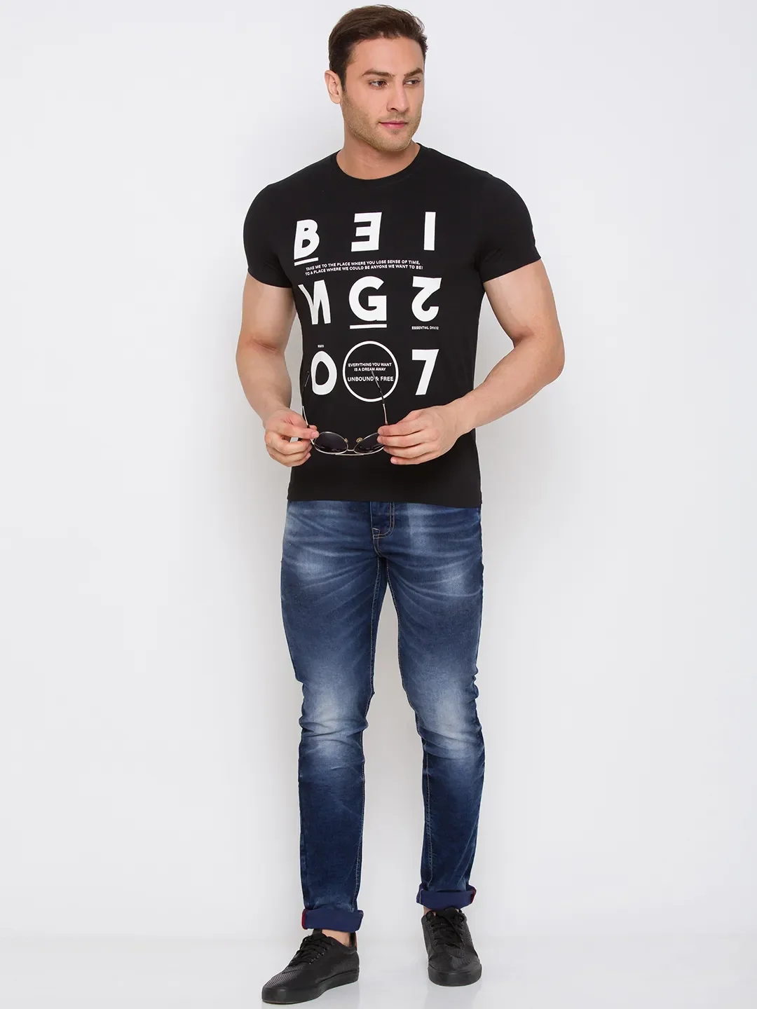 Black Regular Fit Men's Short Sleeves T-Shirt by Being Human Clothing - Image 5