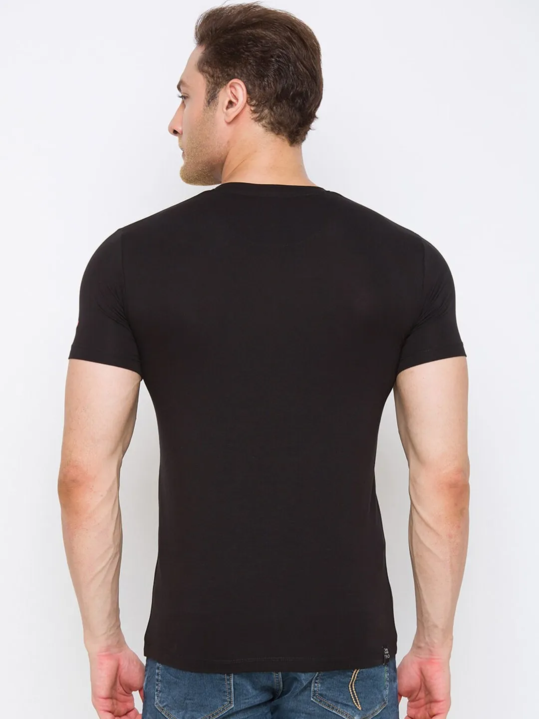 Black Regular Fit Men's Short Sleeves T-Shirt by Being Human Clothing - Image 3