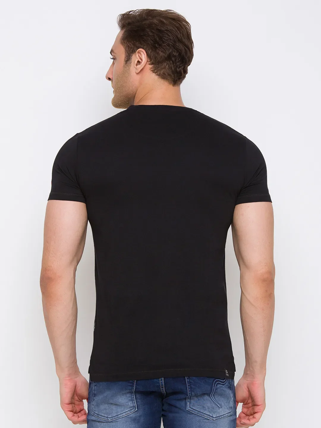 Black Regular Fit Men's Short Sleeves T-Shirt by Being Human Clothing - Image 4