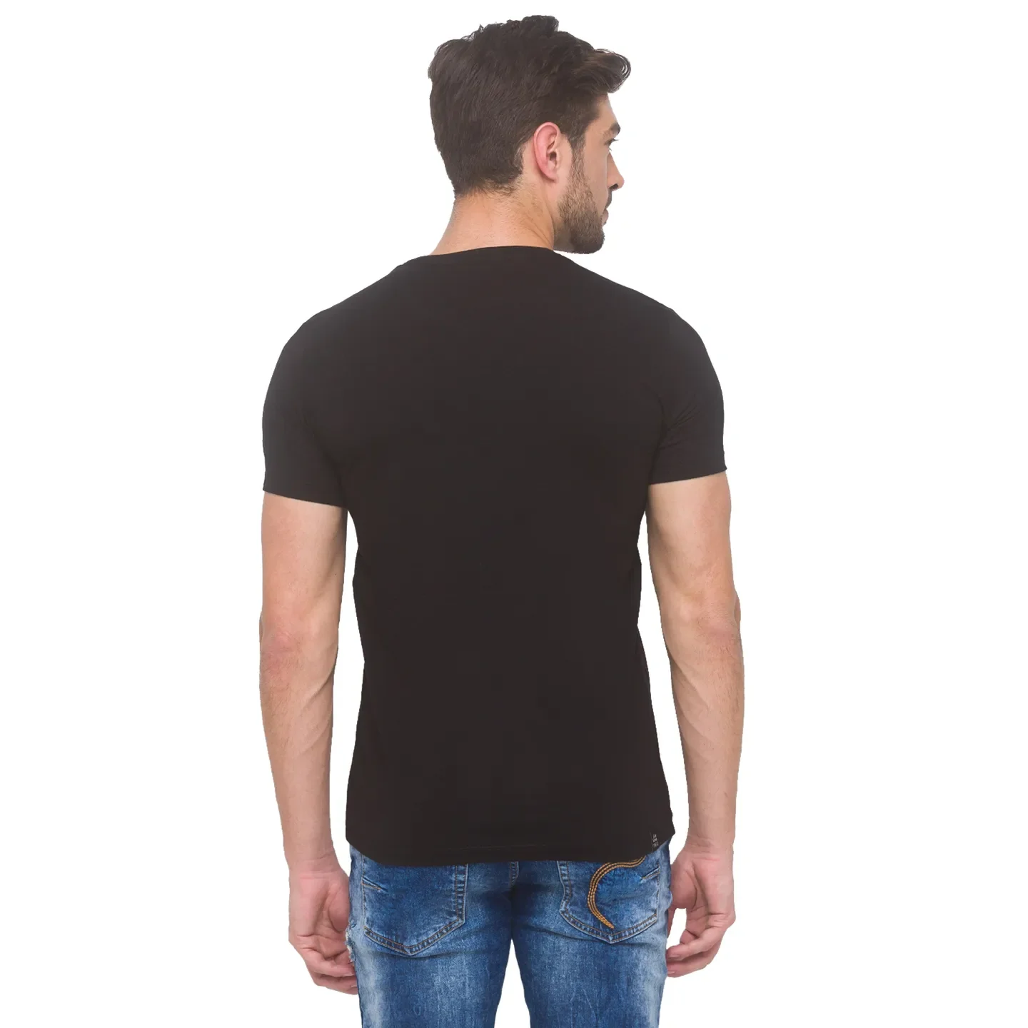 Black Regular Fit Round Neck Men's T-Shirt by Being Human Clothing - Image 3