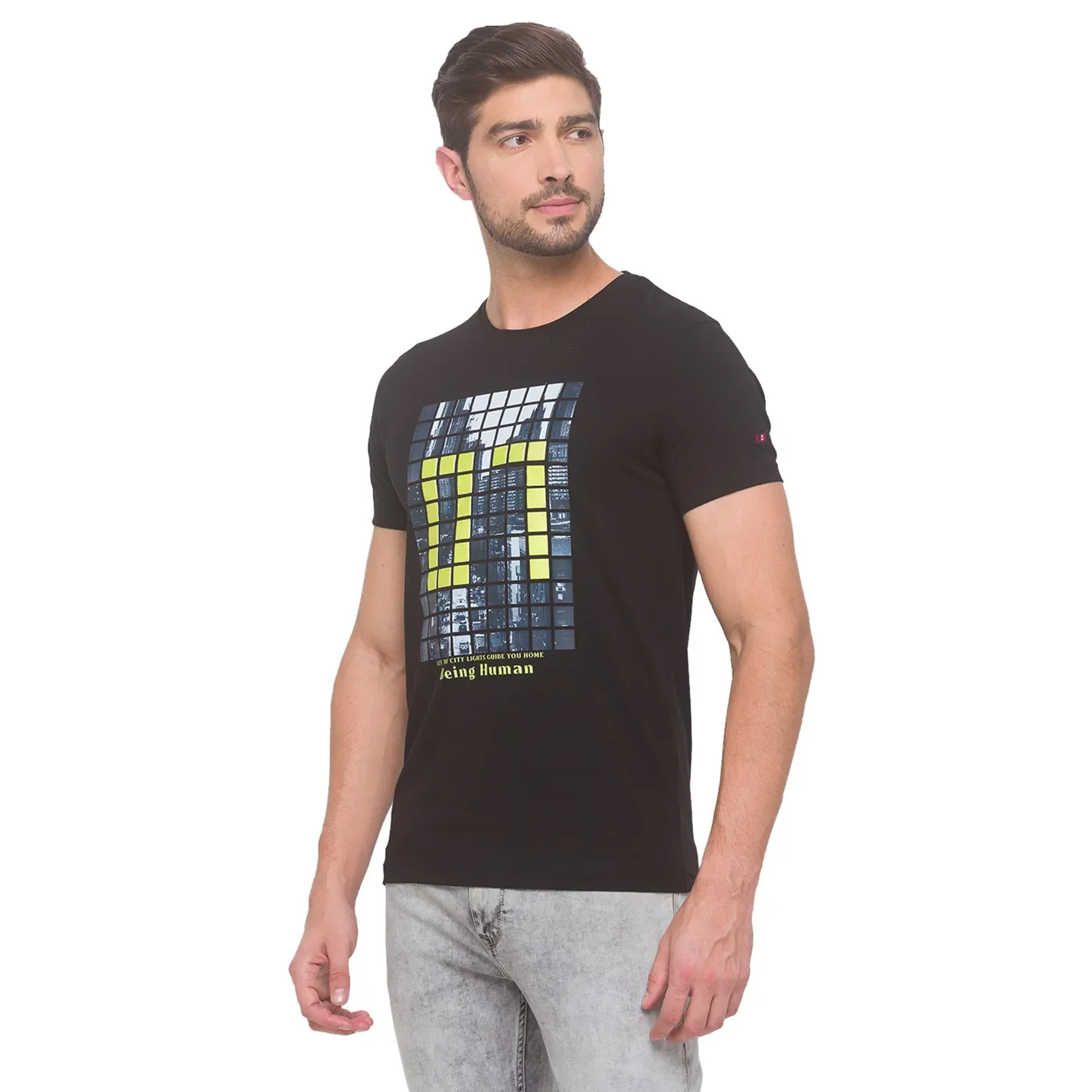 Black Regular Fit Round Neck Men's T-Shirt by Being Human Clothing - Image 3