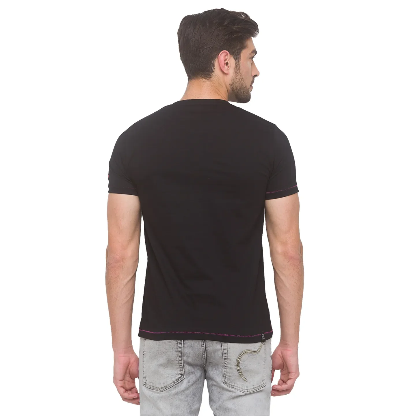 Black Regular Fit Round Neck Men's T-Shirt by Being Human Clothing - Image 2