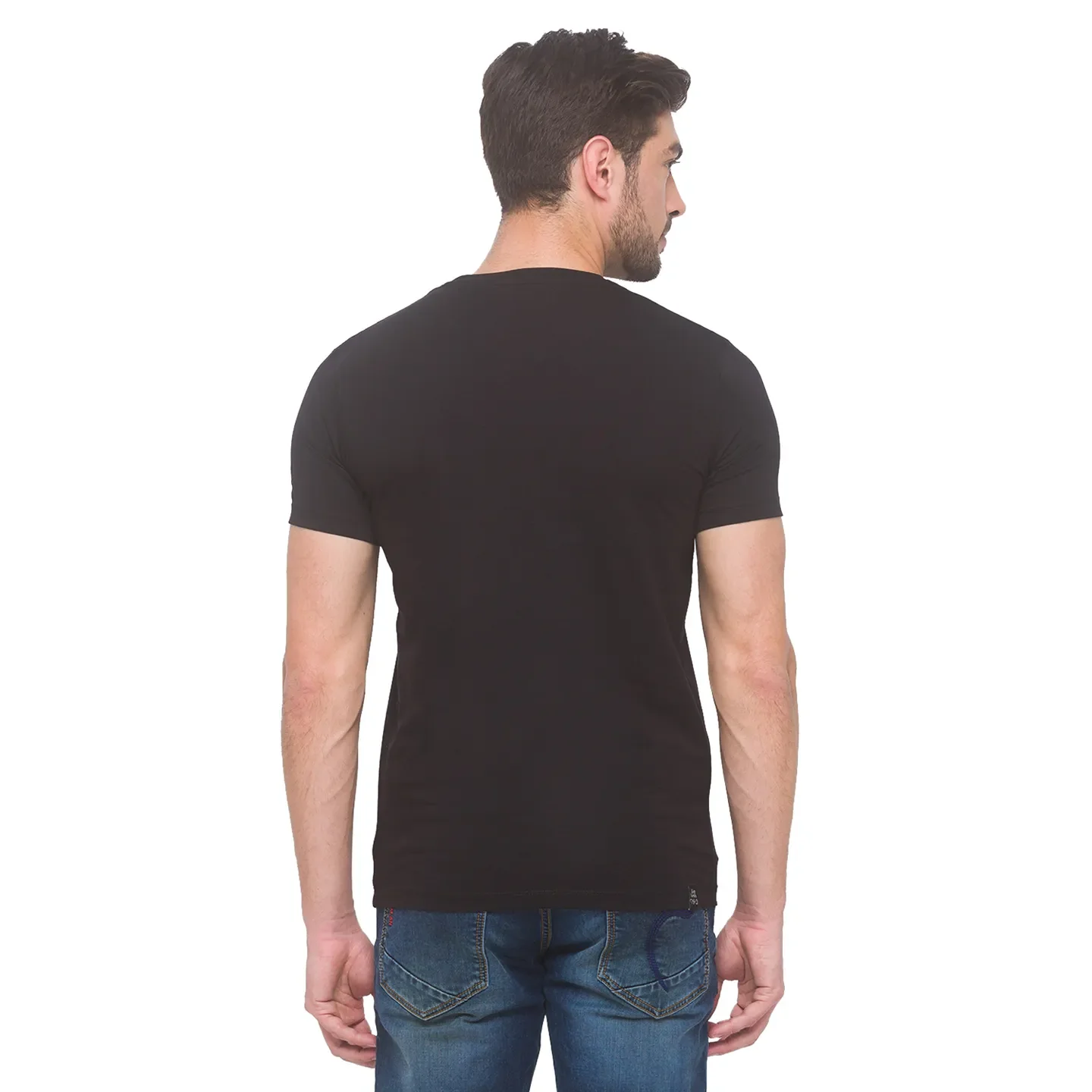 Black Regular Fit Round Neck Men's T-Shirt by Being Human Clothing - Image 3
