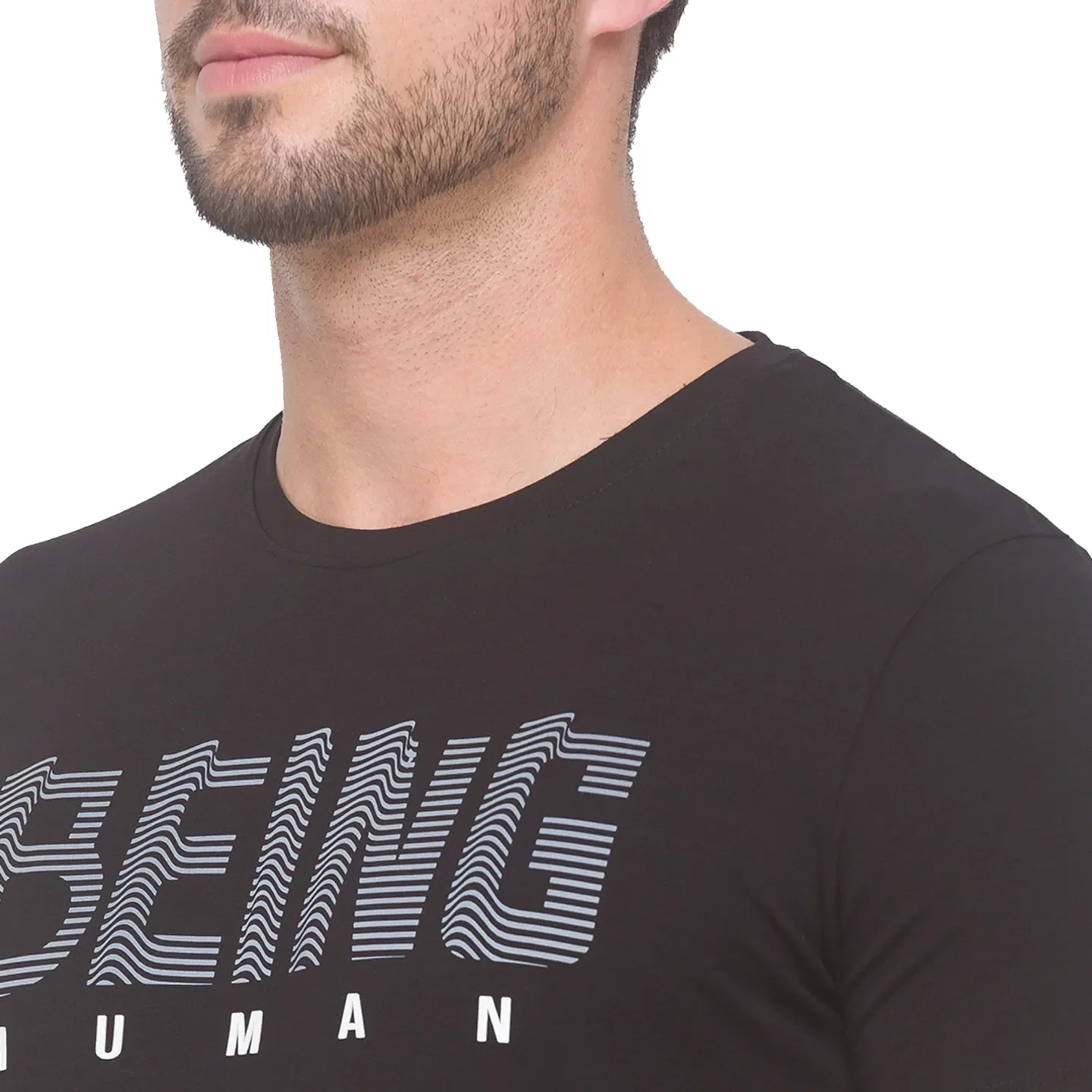 Black Regular Fit Round Neck Men's T-Shirt by Being Human Clothing - Image 5