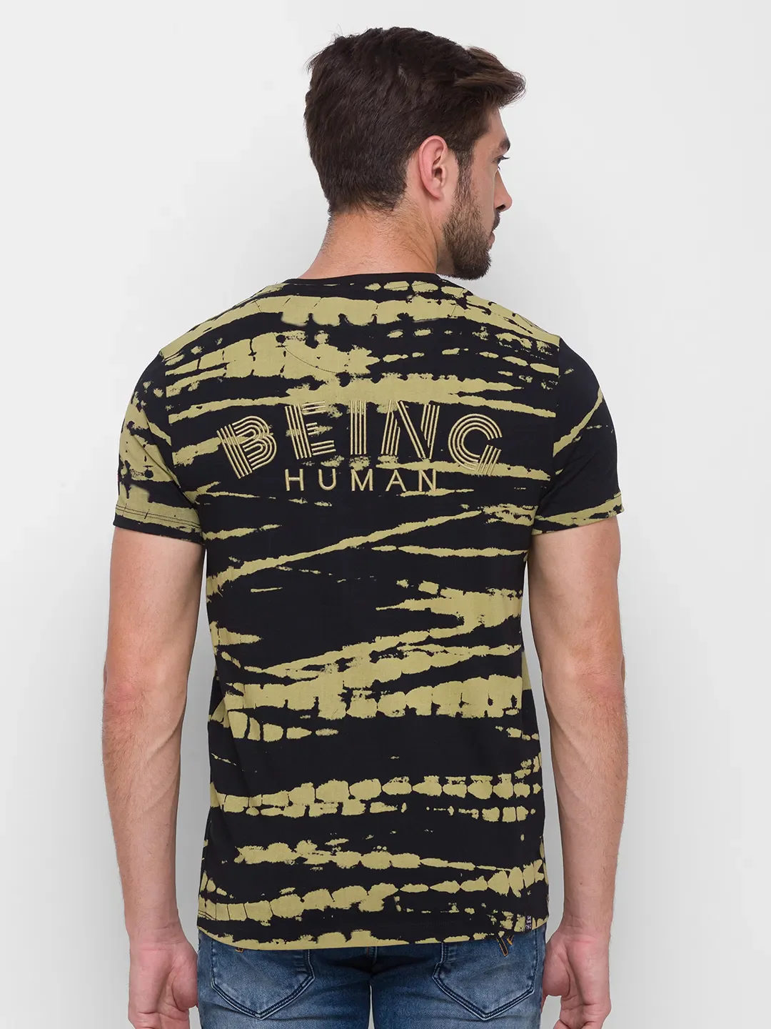 Black Regular Fit Men's Short Sleeves T-Shirt by Being Human Clothing - Image 3