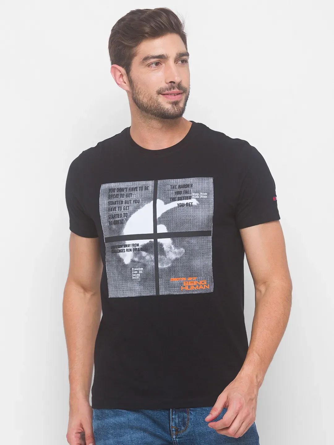 Black Regular Fit Men's Short Sleeves T-Shirt by Being Human Clothing - Image 5