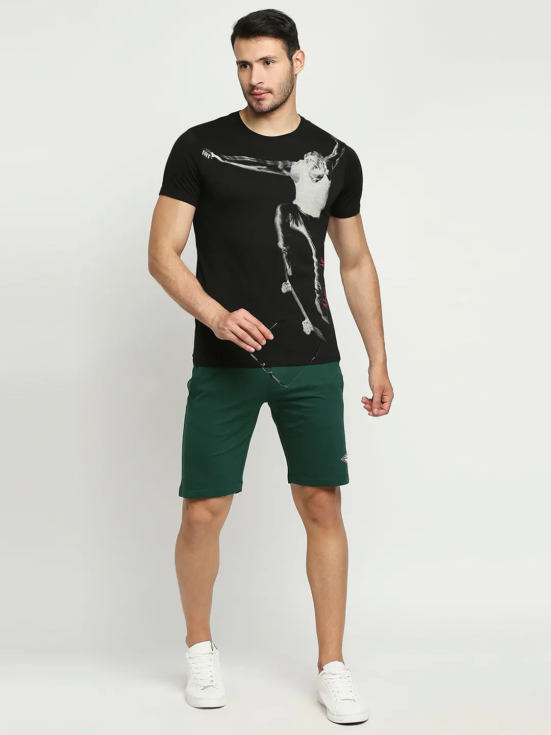 Black Regular Fit Men's Short Sleeves T-Shirt by Being Human Clothing