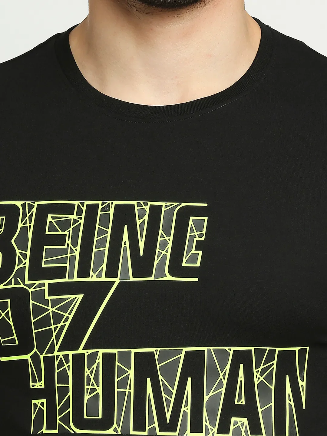 Black Regular Fit Round Neck Men's T-Shirt by Being Human Clothing - Image 2