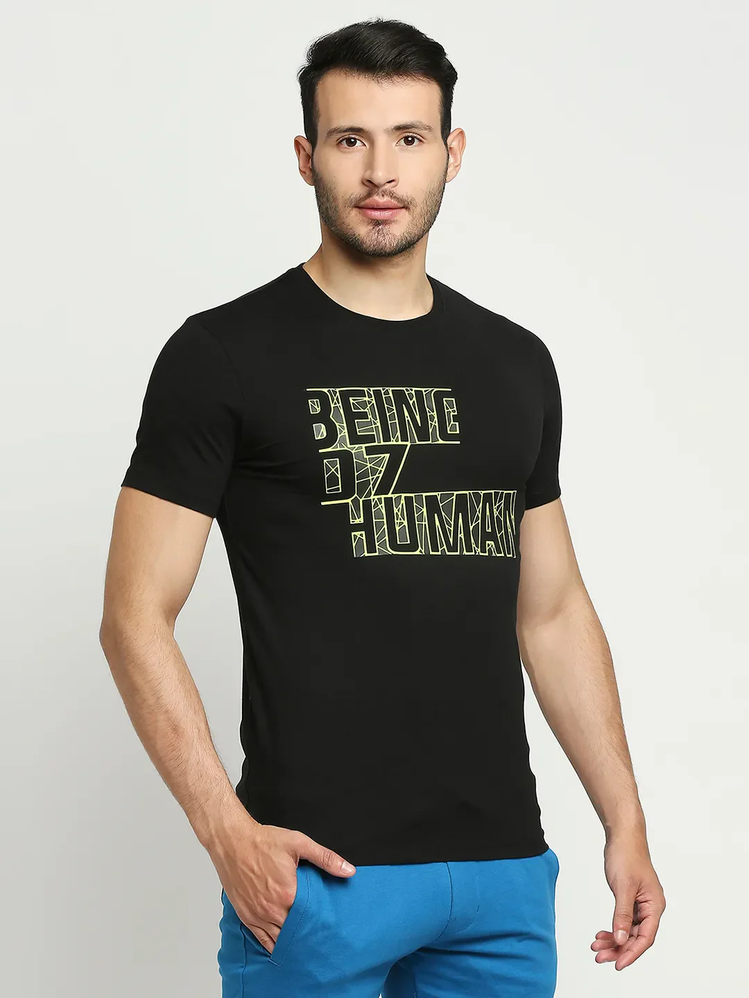 Black Regular Fit Round Neck Men's T-Shirt by Being Human Clothing - Image 7