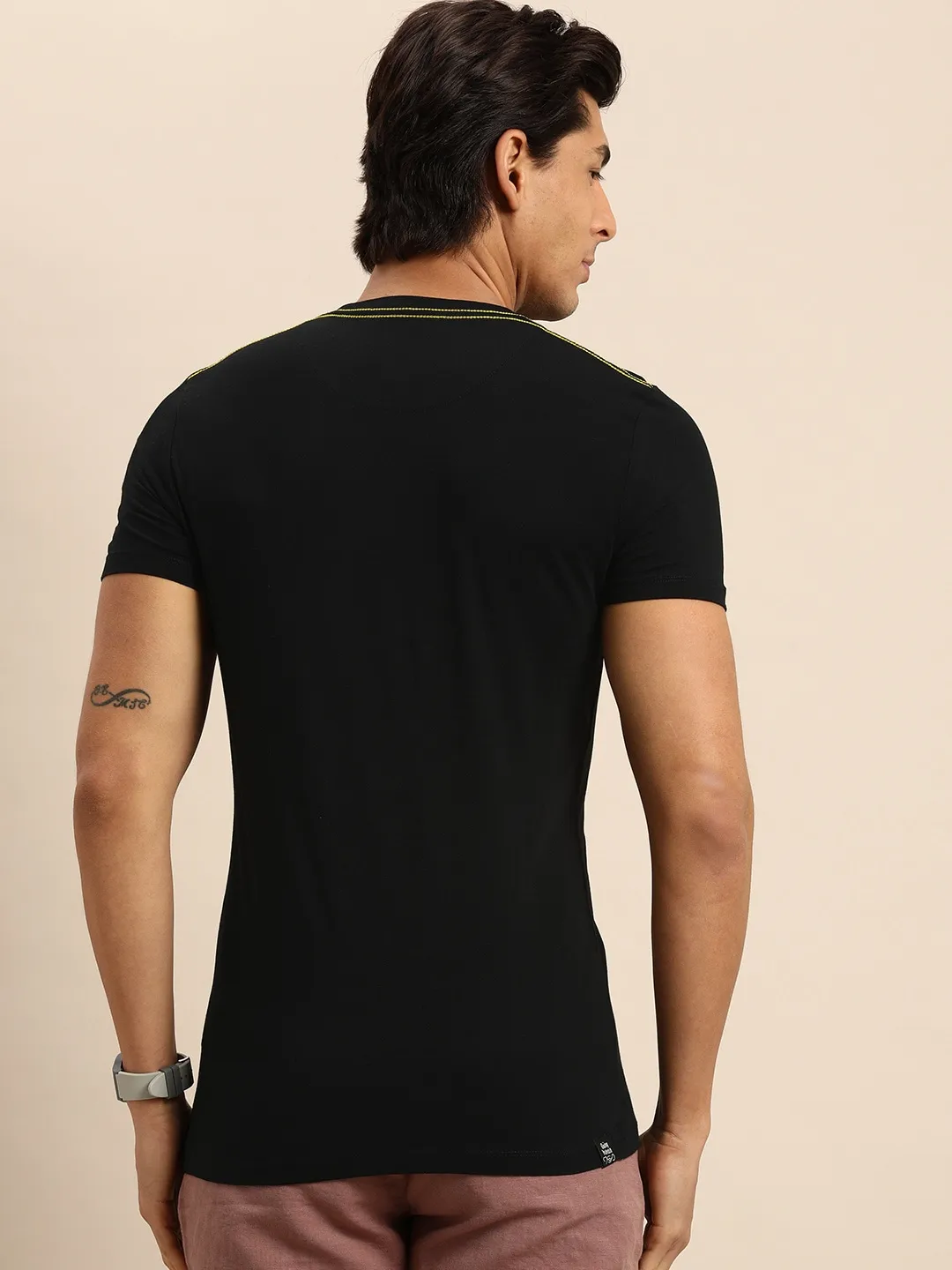Black Regular Fit Men's Short Sleeves T-Shirt by Being Human Clothing - Image 3