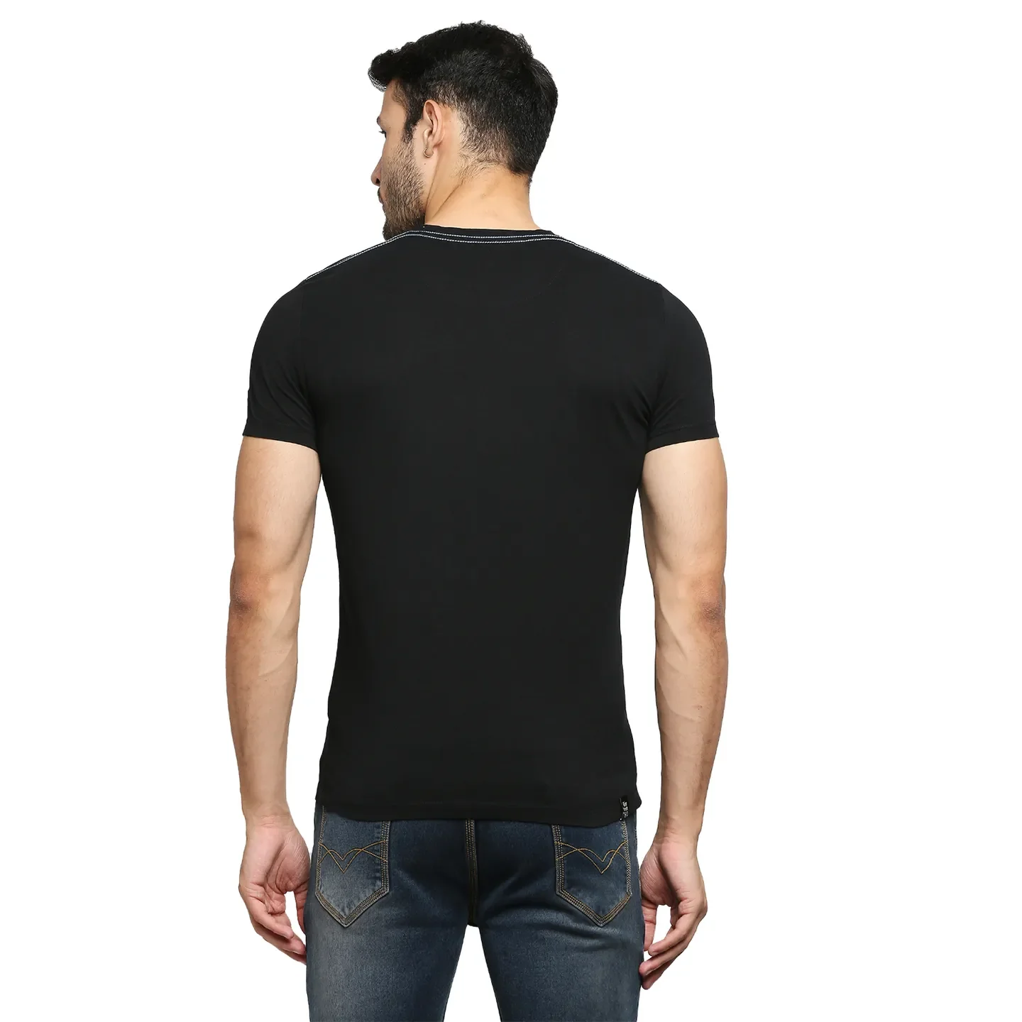 Black Regular Fit Men's Short Sleeves T-Shirt by Being Human Clothing - Image 4