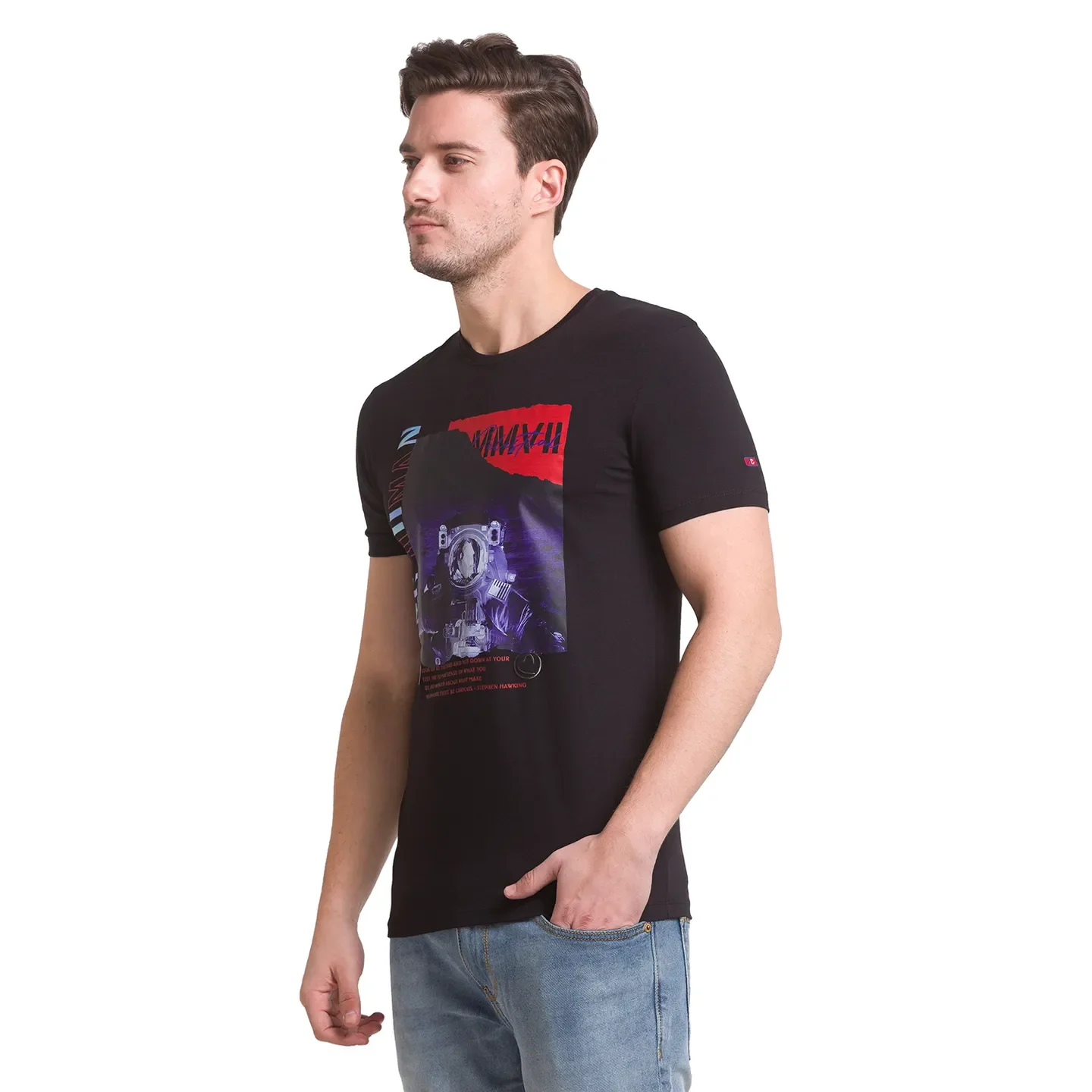 Black Regular Fit Round Neck Men's T-Shirt by Being Human Clothing - Image 10