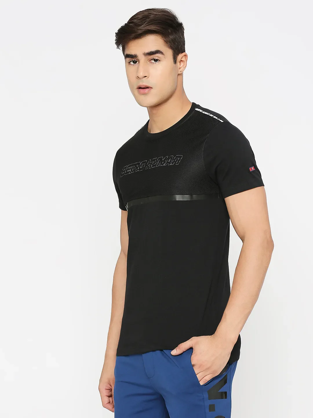 Black Regular Fit Men's Short Sleeves T-Shirt by Being Human Clothing - Image 2
