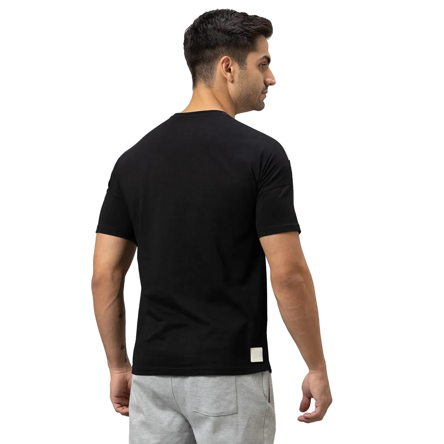 Black Regular Fit Round Neck Men's T-Shirt by Being Human Clothing - Image 3