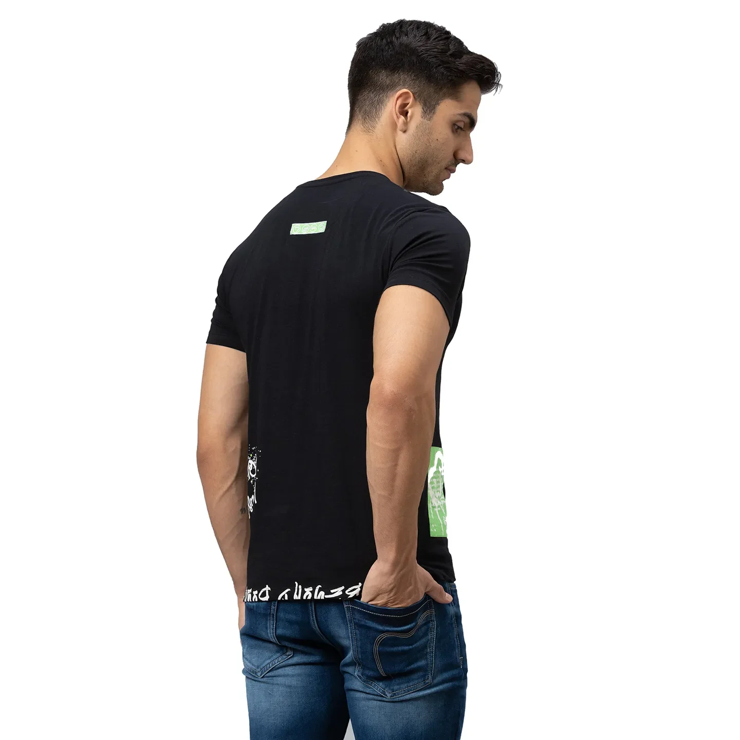 Black Regular Fit Men's Short Sleeves T-Shirt by Being Human Clothing - Image 3