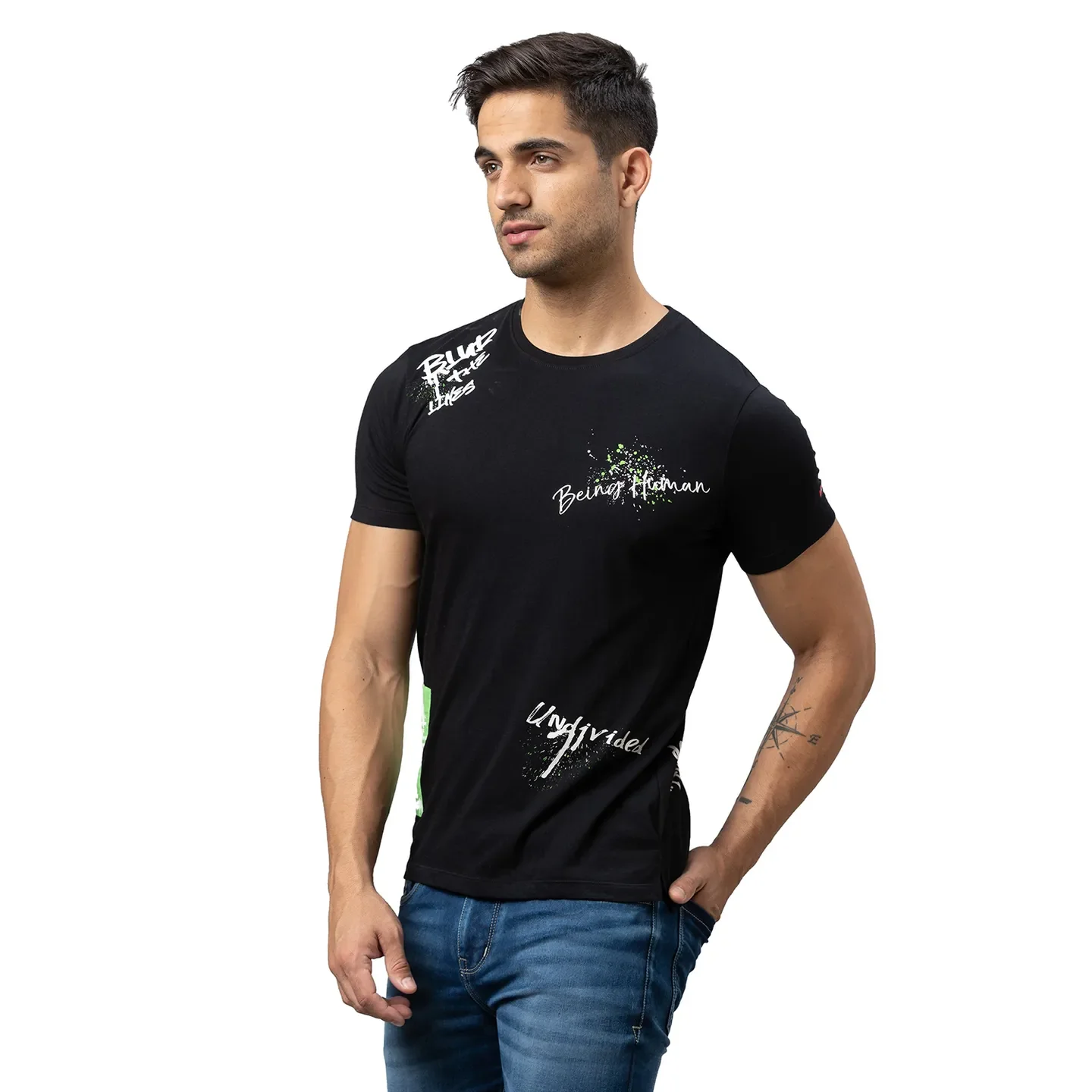 Black Regular Fit Men's Short Sleeves T-Shirt by Being Human Clothing - Image 4