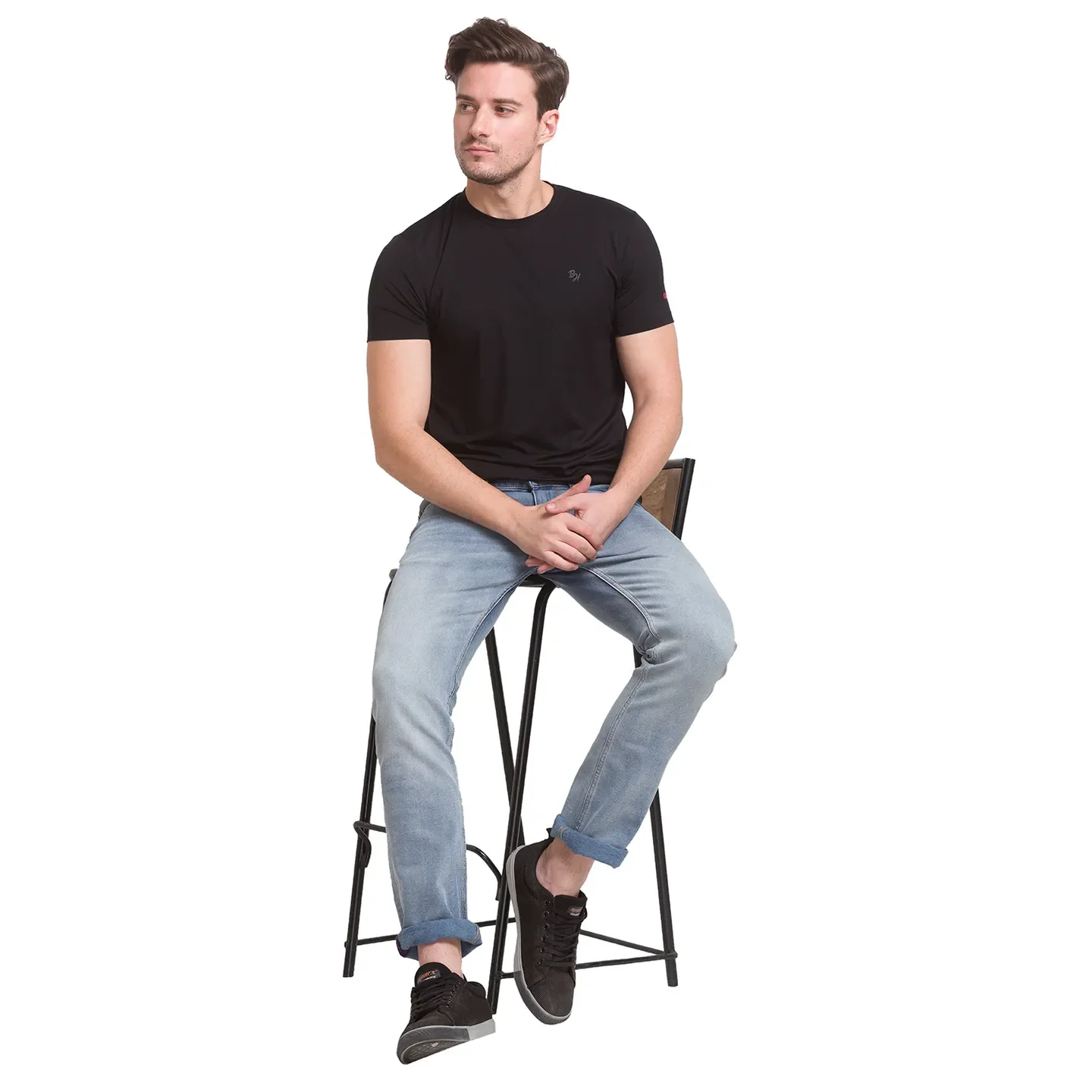 Black Regular Fit Men's Short Sleeves T-Shirt by Being Human Clothing - Image 3