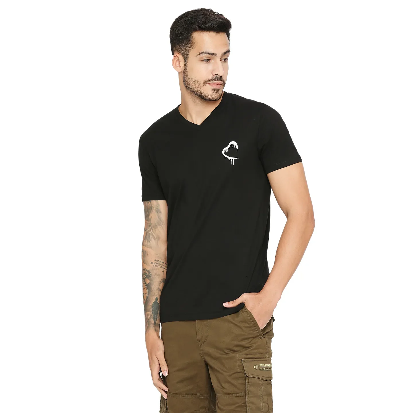 Black Regular Fit Men's Short Sleeves T-Shirt by Being Human Clothing - Image 2
