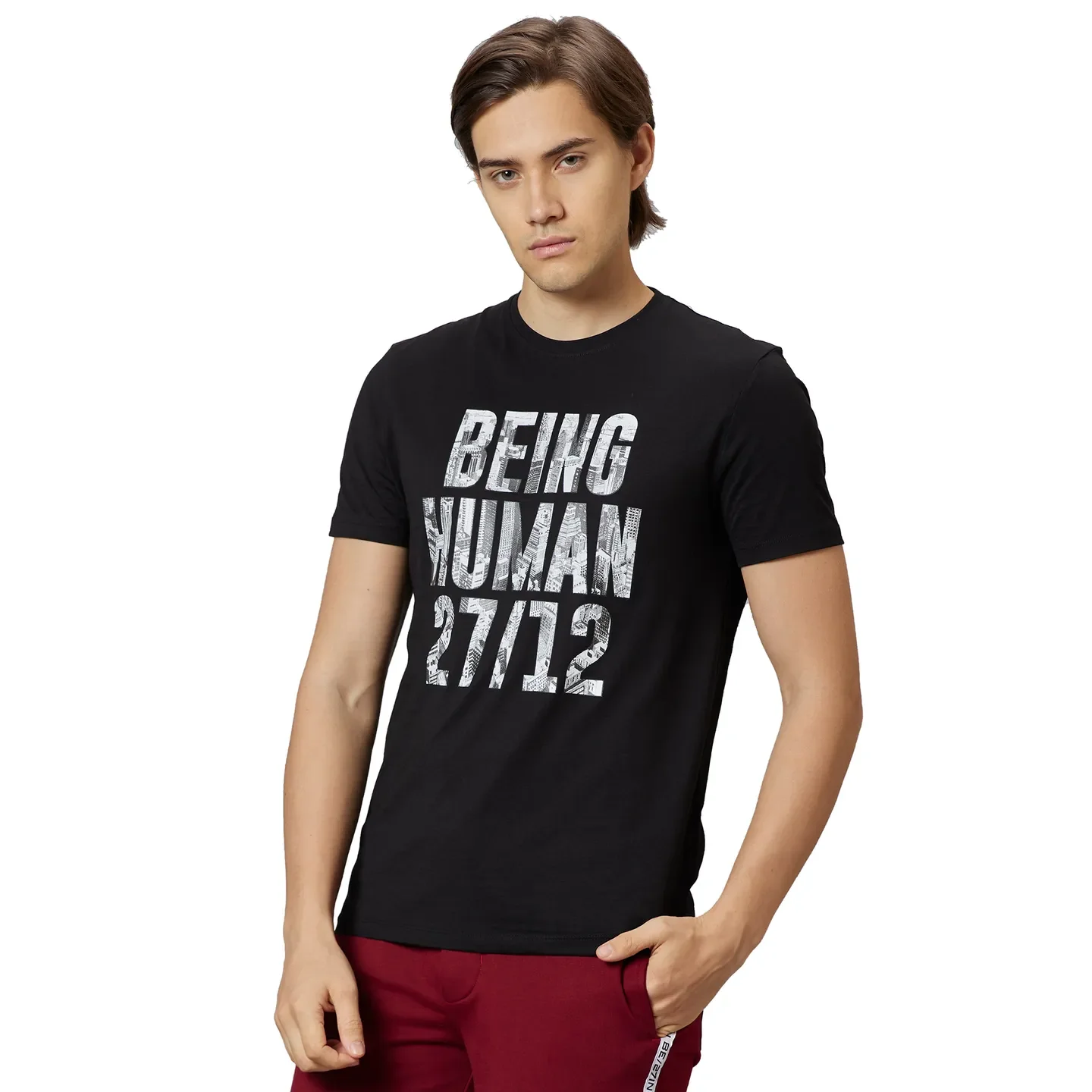 Black Regular Fit Men's Short Sleeves T-Shirt by Being Human Clothing - Image 3