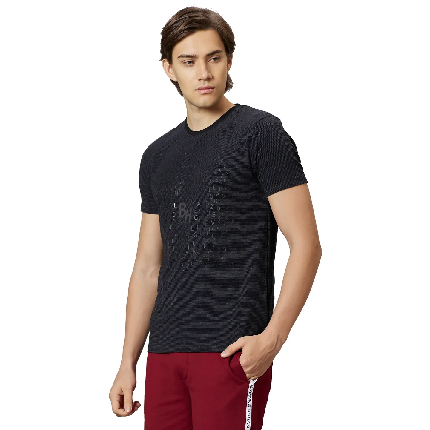 Black Regular Fit Round Neck Men's T-Shirt by Being Human Clothing - Image 3