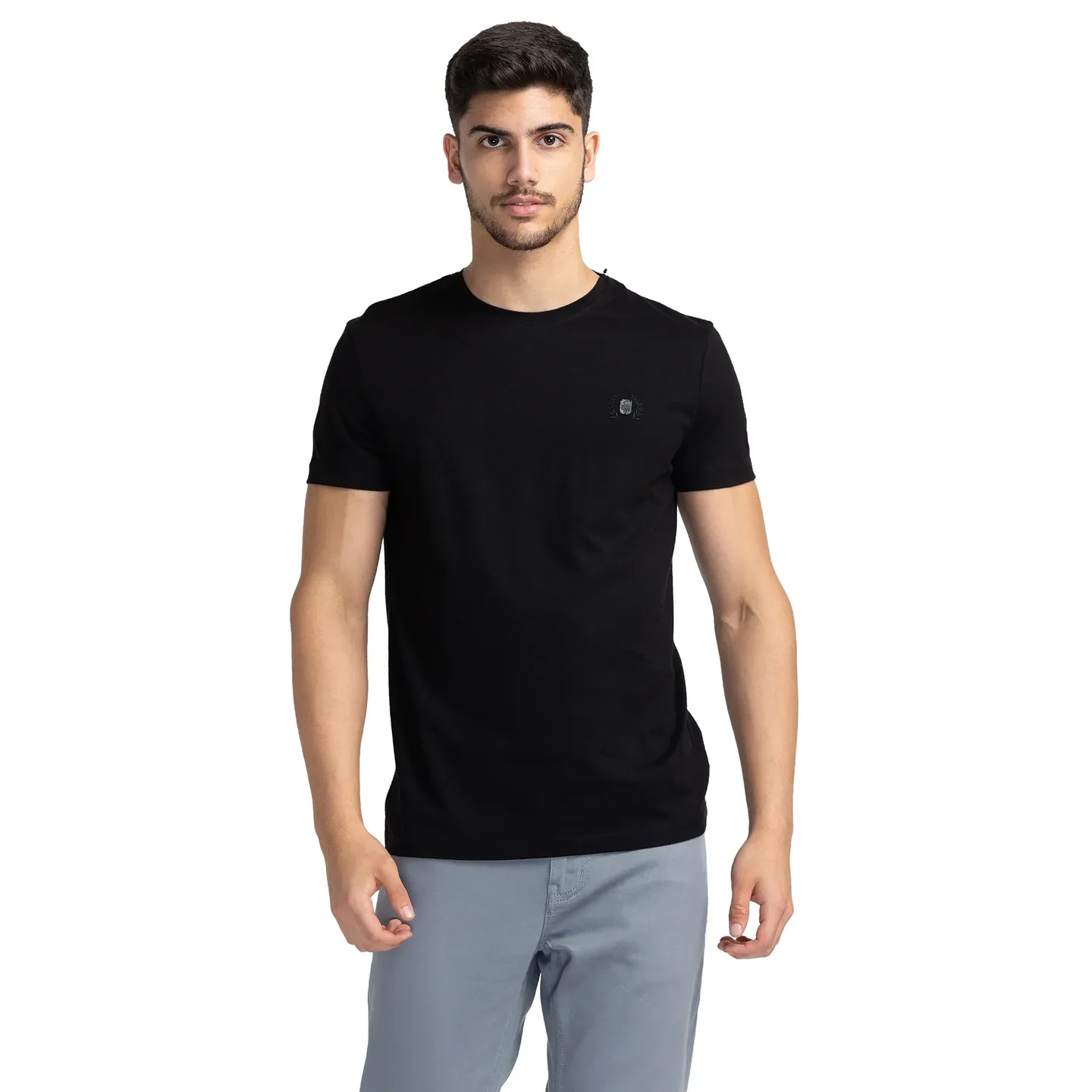 Black Regular Fit Round Neck Men's T-Shirt by Being Human Clothing