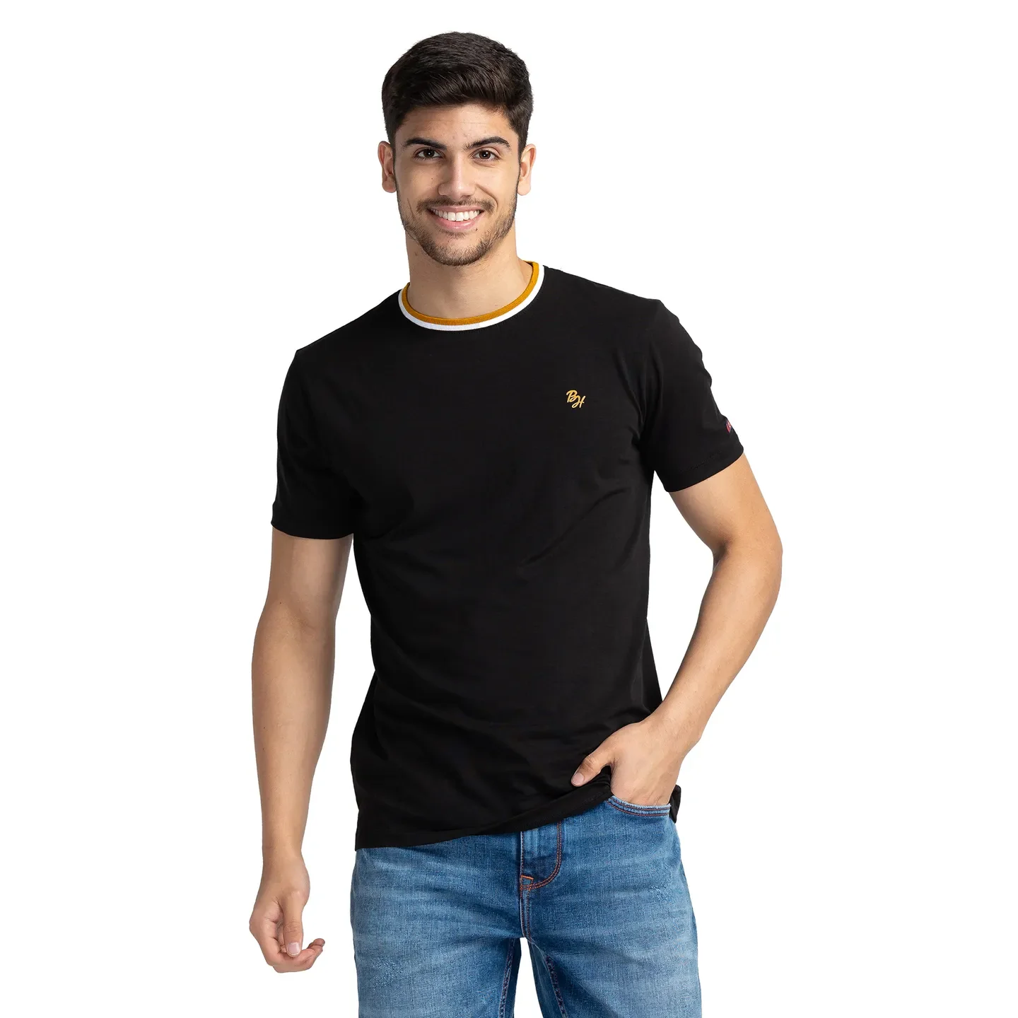 Black Regular Fit Men's Short Sleeves T-Shirt by Being Human Clothing