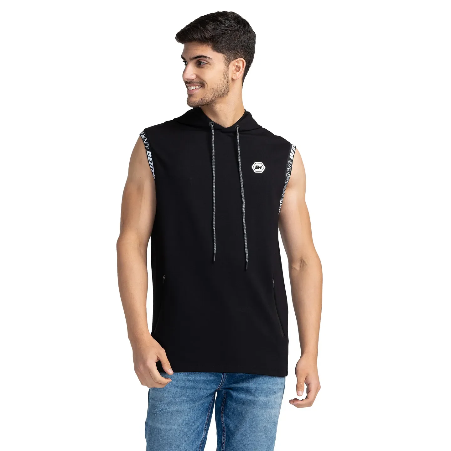 Black Regular Fit Round Neck Men's T-Shirt by Being Human Clothing