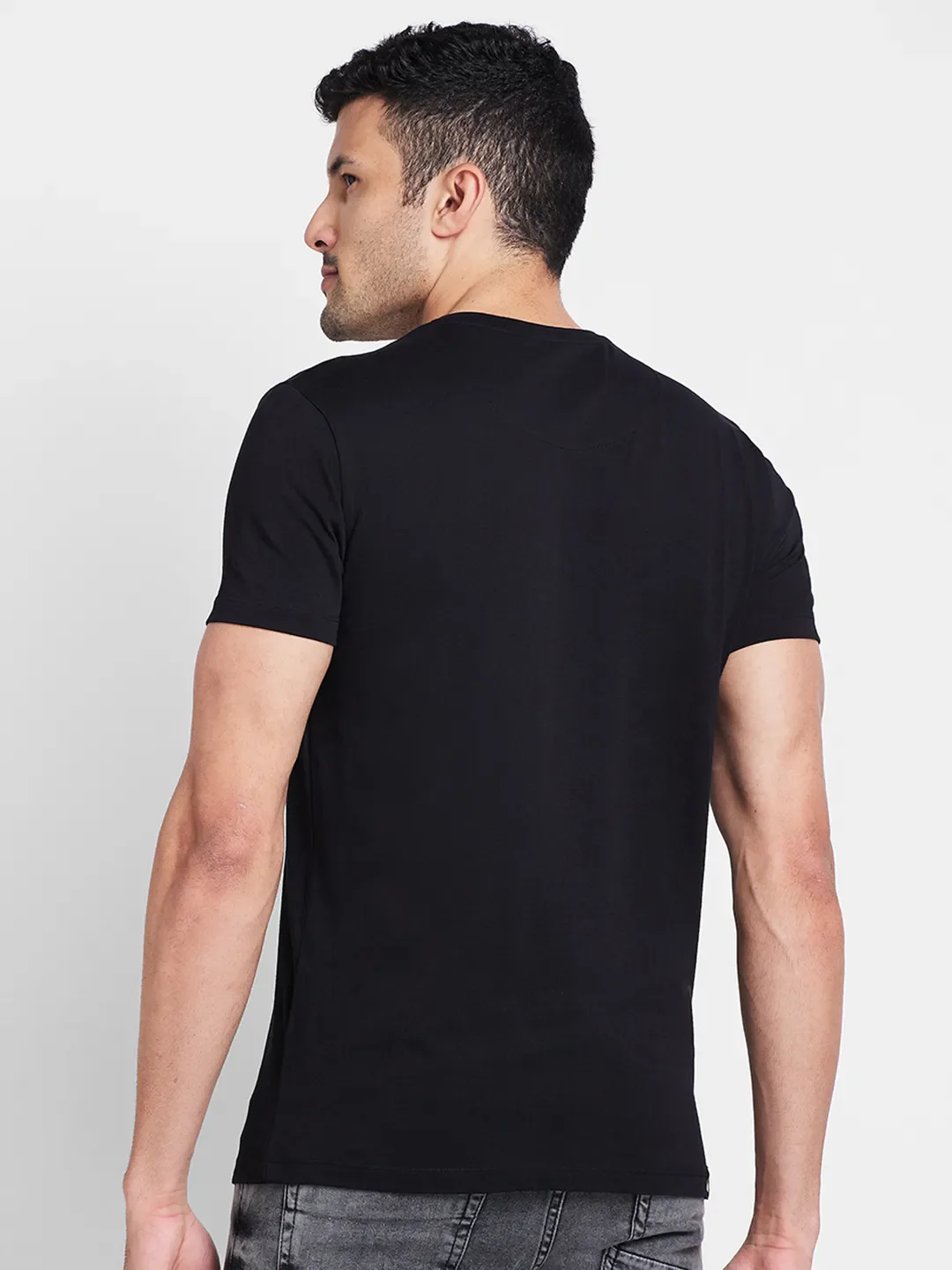 Black Regular Fit Round Neck Men's T-Shirt by Being Human Clothing - Image 3