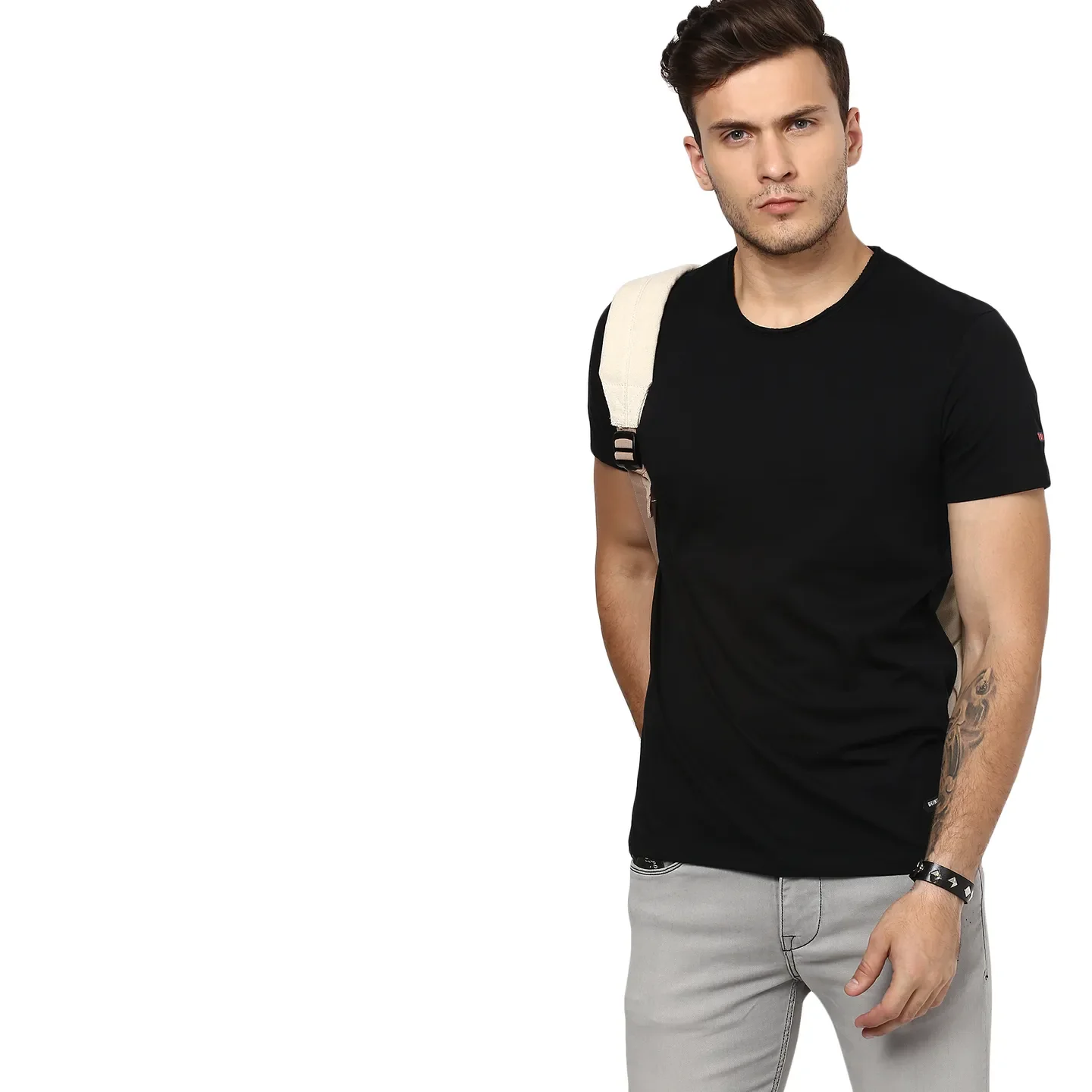 Black Regular Fit Men's Short Sleeves T-Shirt by Being Human Clothing