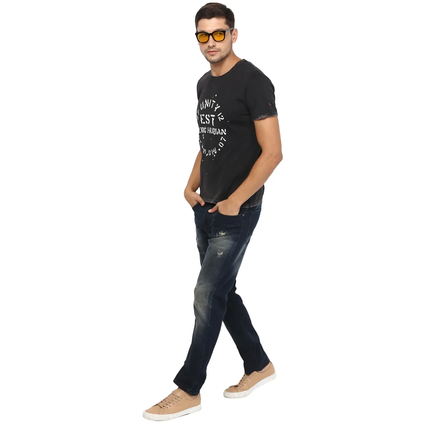 Black Regular Fit Men's Short Sleeves T-Shirt by Being Human Clothing - Image 2