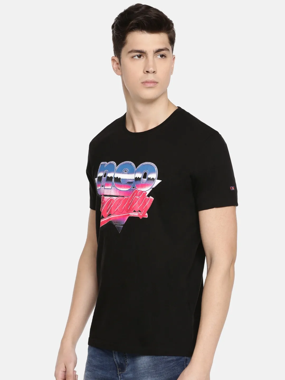 Black Regular Fit Round Neck Men's T-Shirt by Being Human Clothing - Image 2
