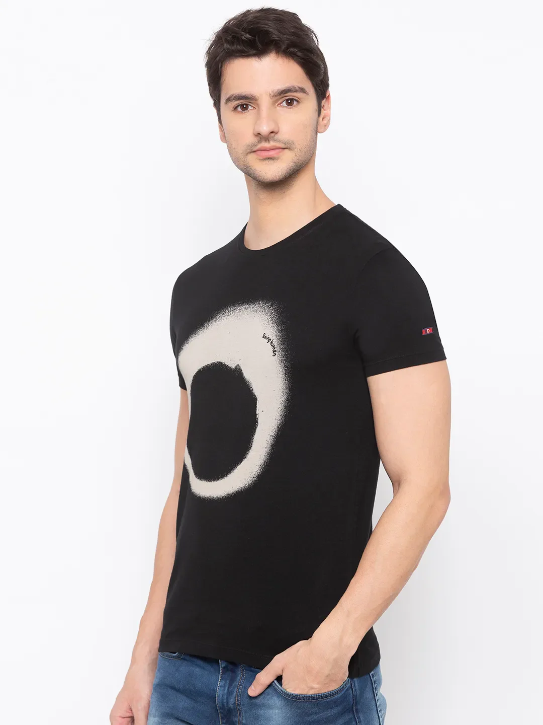 Black Regular Fit Men's Short Sleeves T-Shirt by Being Human Clothing - Image 2