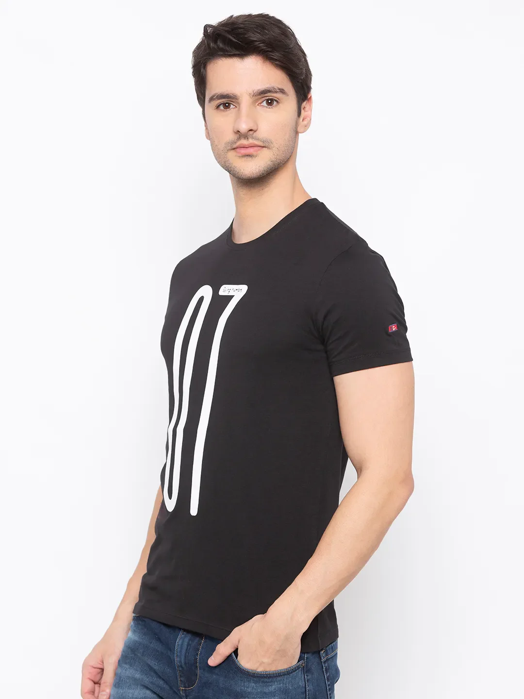 Black Regular Fit Men's Short Sleeves T-Shirt by Being Human Clothing - Image 2