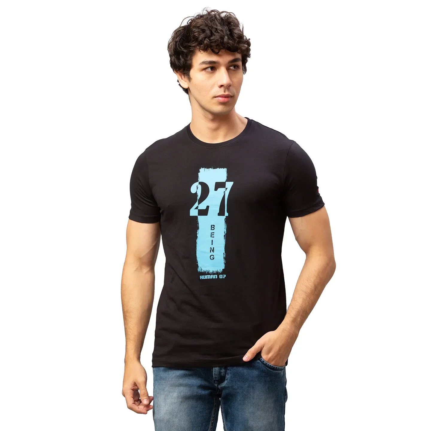 Black Regular Fit Men's Short Sleeves T-Shirt by Being Human Clothing