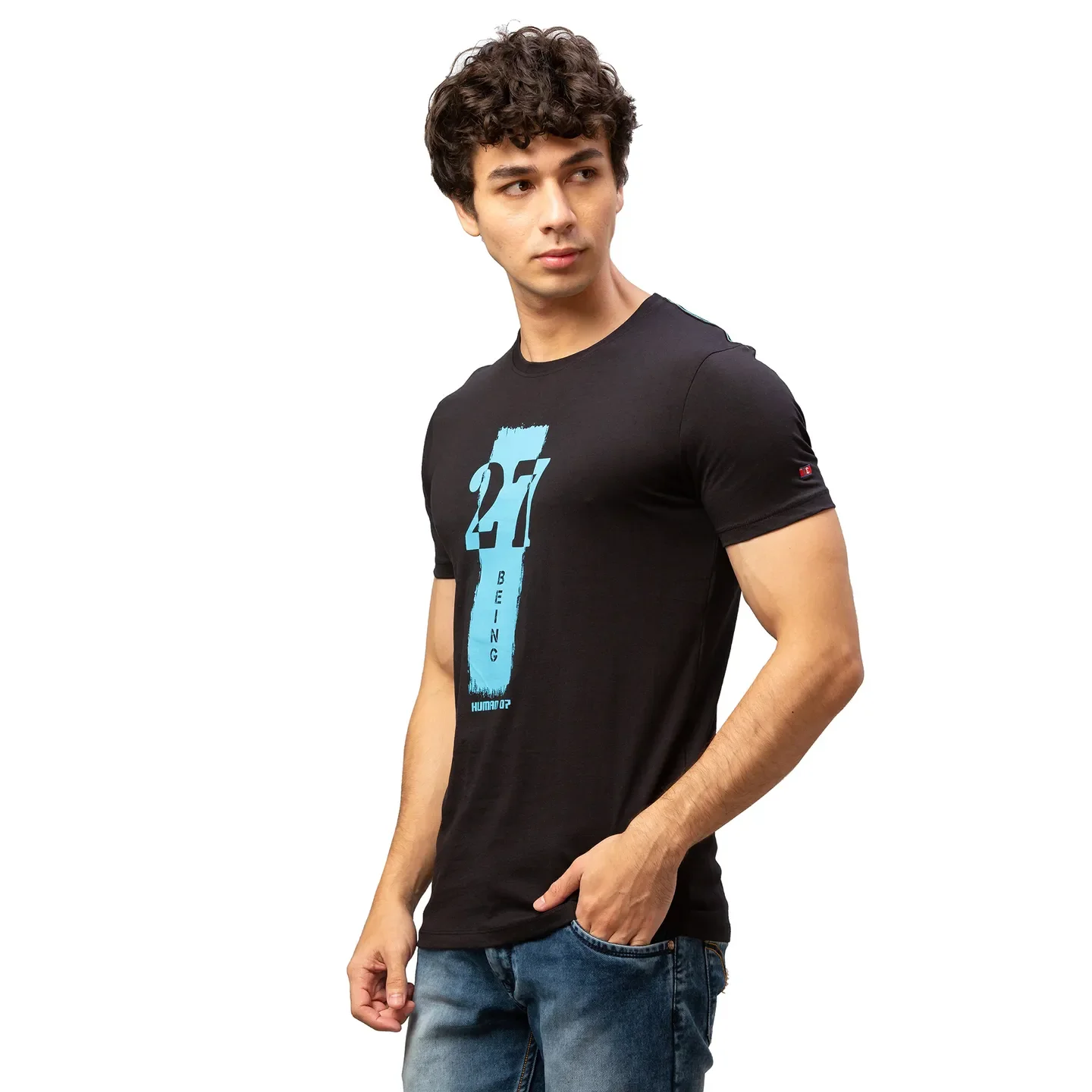 Black Regular Fit Men's Short Sleeves T-Shirt by Being Human Clothing - Image 4