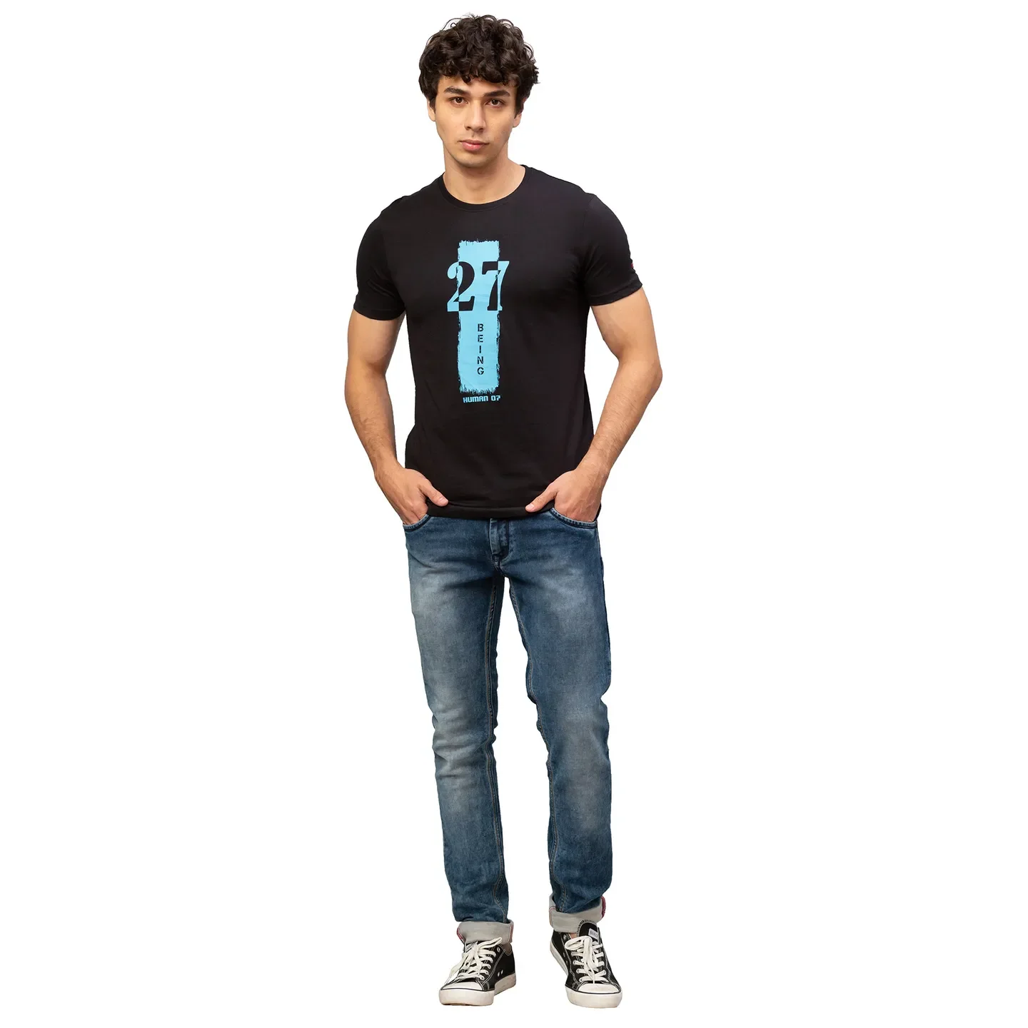 Black Regular Fit Men's Short Sleeves T-Shirt by Being Human Clothing - Image 5
