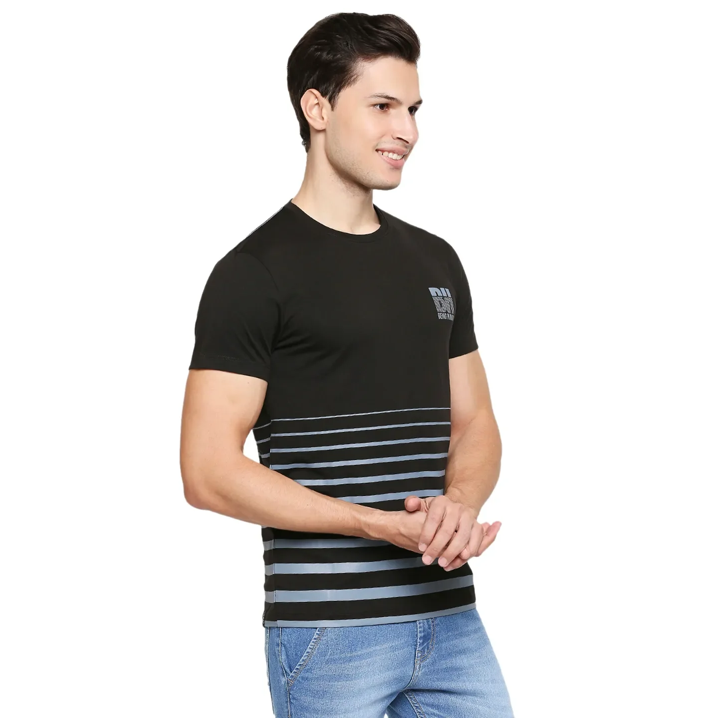 Black Regular Fit Men's Short Sleeves T-Shirt by Being Human Clothing - Image 3