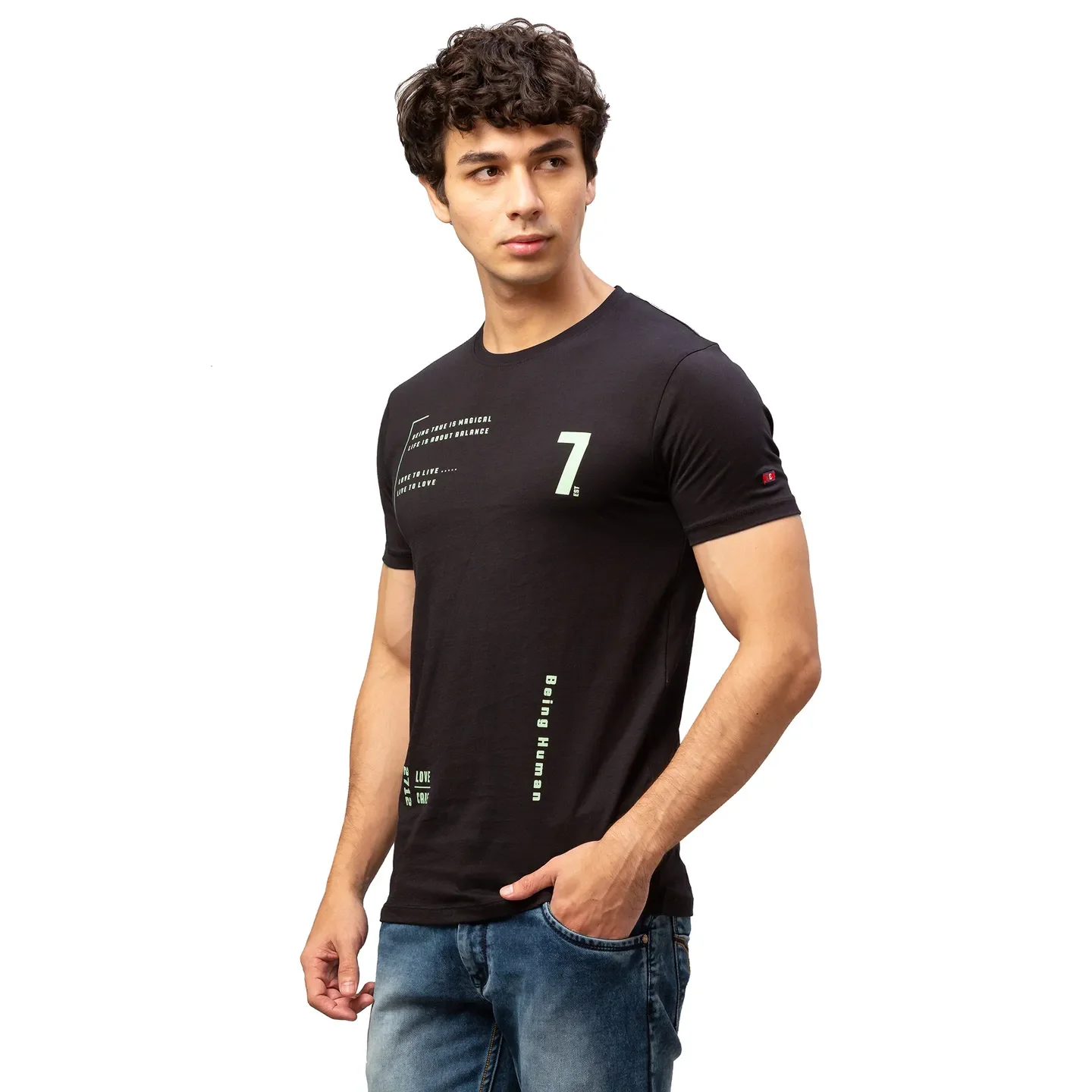 Black Regular Fit Men's Short Sleeves T-Shirt by Being Human Clothing - Image 4