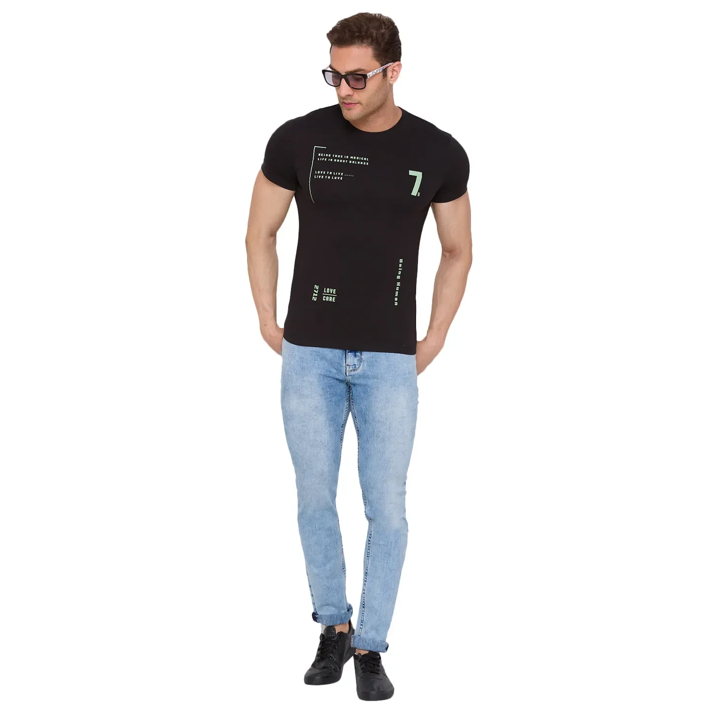 Black Regular Fit Men's Short Sleeves T-Shirt by Being Human Clothing - Image 6