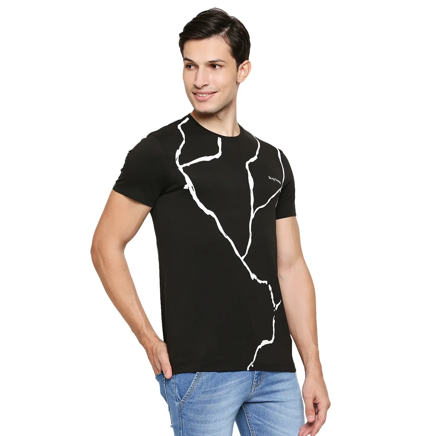 Black Regular Fit Men's Short Sleeves T-Shirt by Being Human Clothing - Image 3