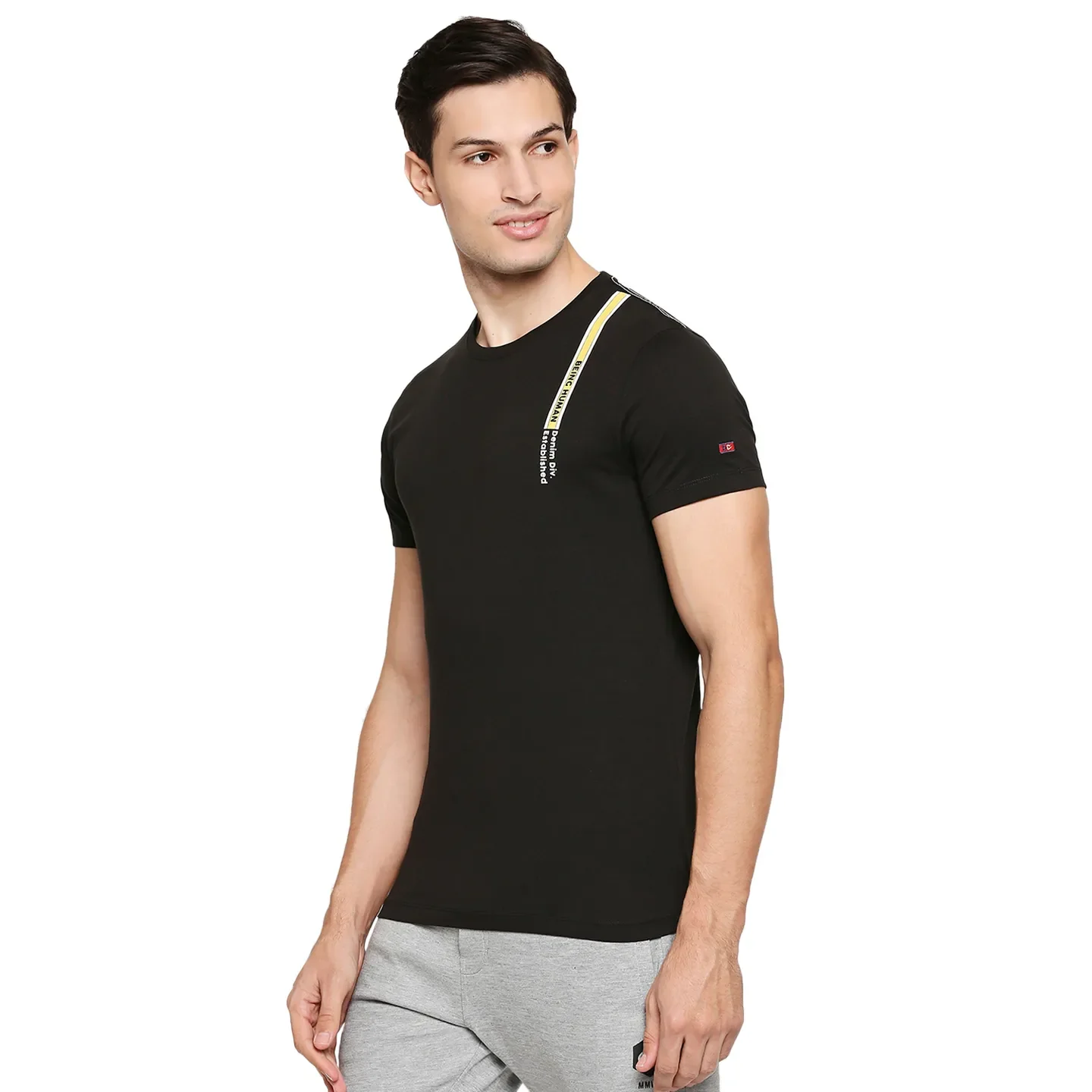Black Regular Fit Men's Short Sleeves T-Shirt by Being Human Clothing - Image 2