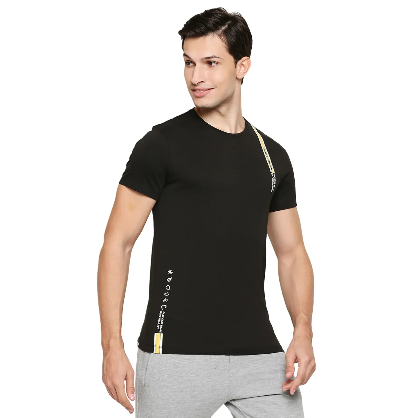 Black Regular Fit Men's Short Sleeves T-Shirt by Being Human Clothing - Image 3