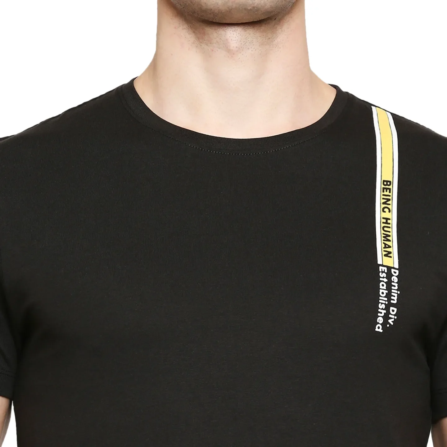 Black Regular Fit Men's Short Sleeves T-Shirt by Being Human Clothing - Image 5